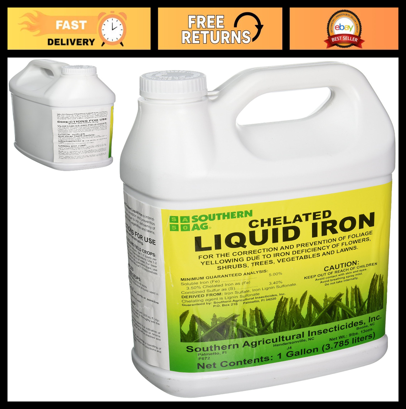 Liquid Iron Chelate 1 Gallon – Boost Plant Growth, Prevent Chlorosis, Fertilizer