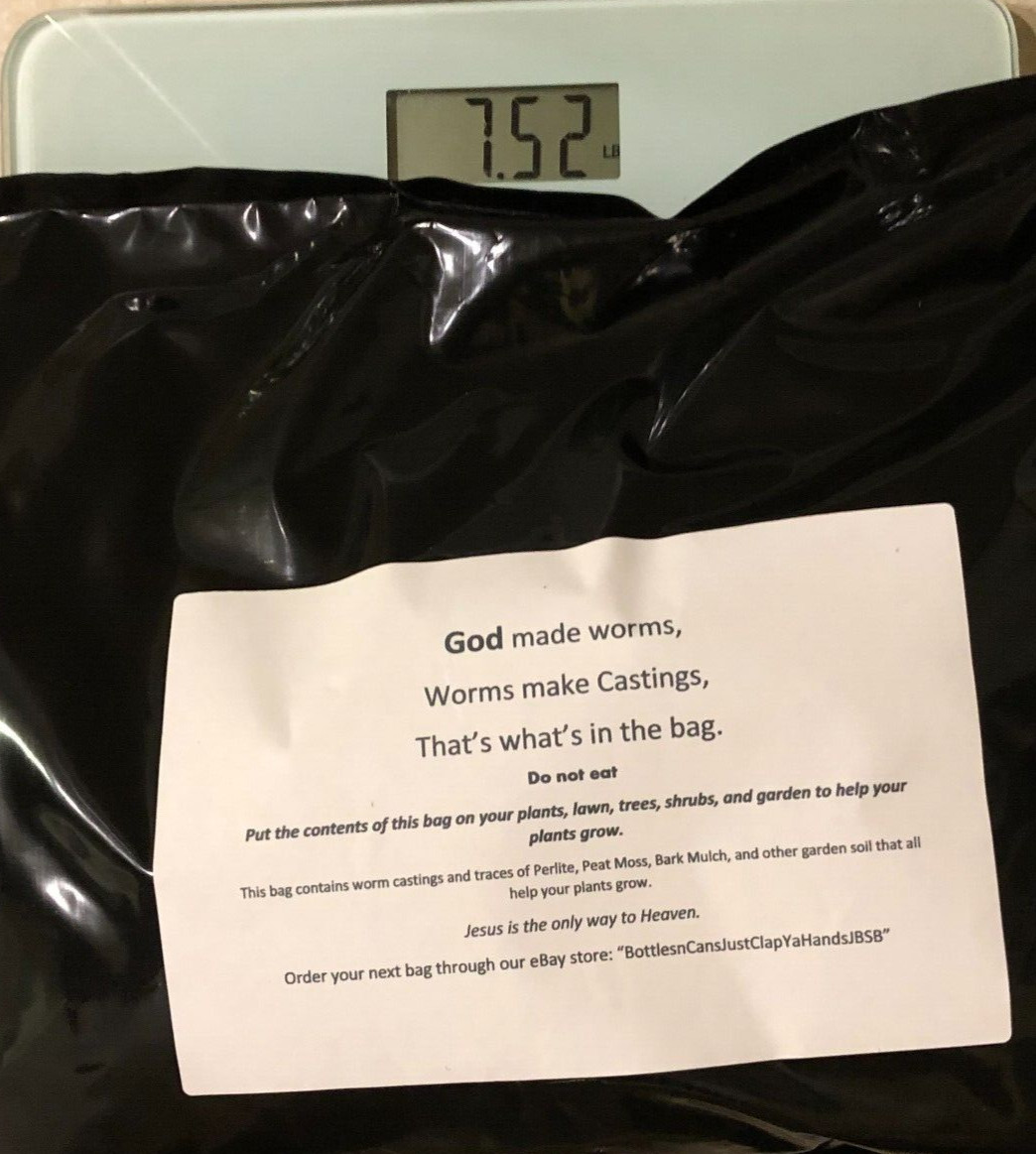 Worm Castings Plant Garden Fertilizer -2Gallon Bag 7 Pound Bag – 7 lbs – Qty 1