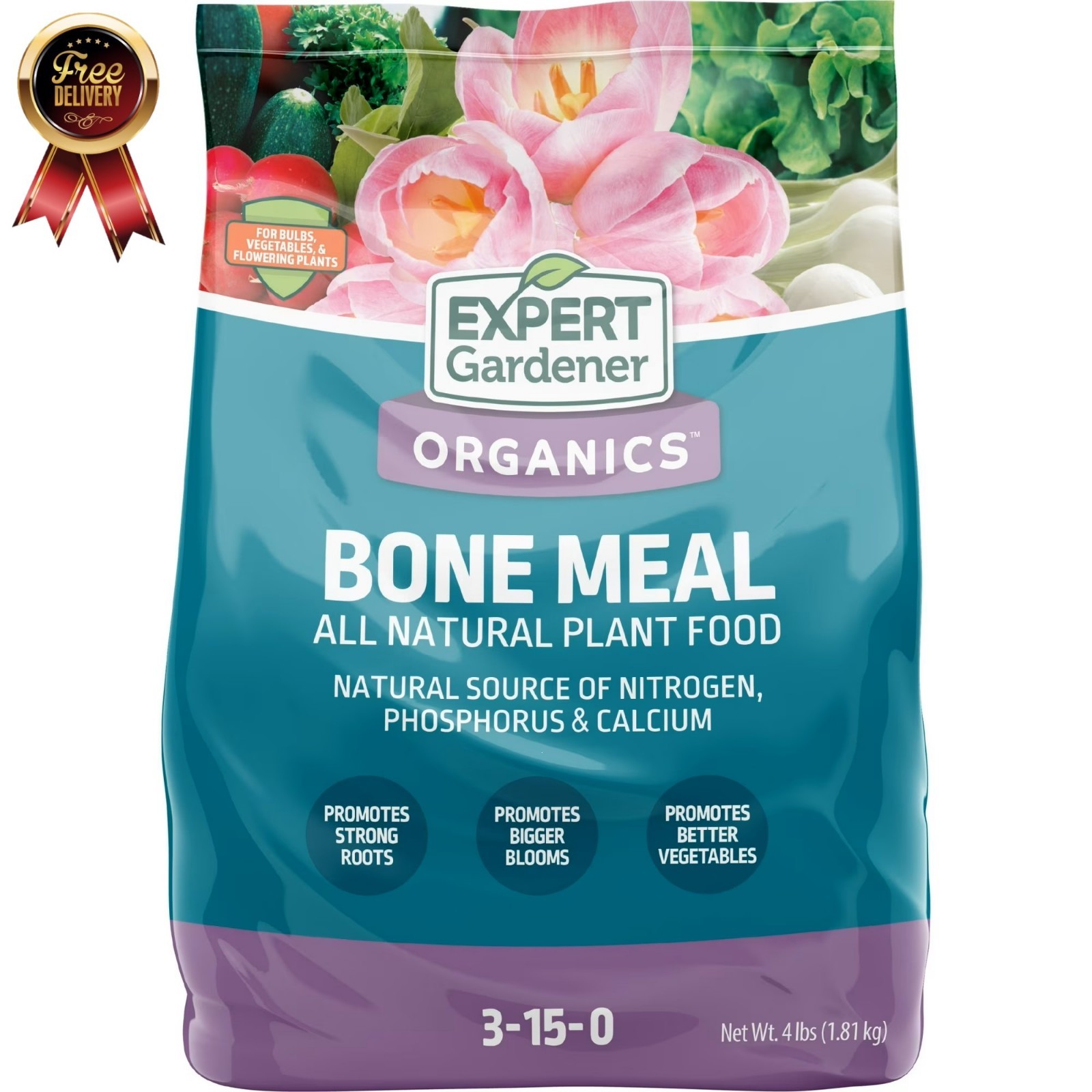Expert Gardener Bone Meal Plant Food, 3-15-0 Fertilizer, 4 lb.