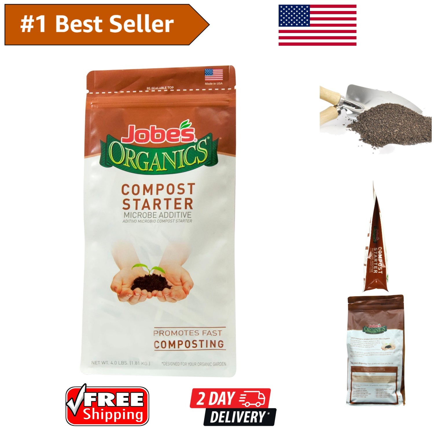Jobe’s 4 lbs Compost Accelerator – OMRI Listed Granules for Healthy Plant Growth