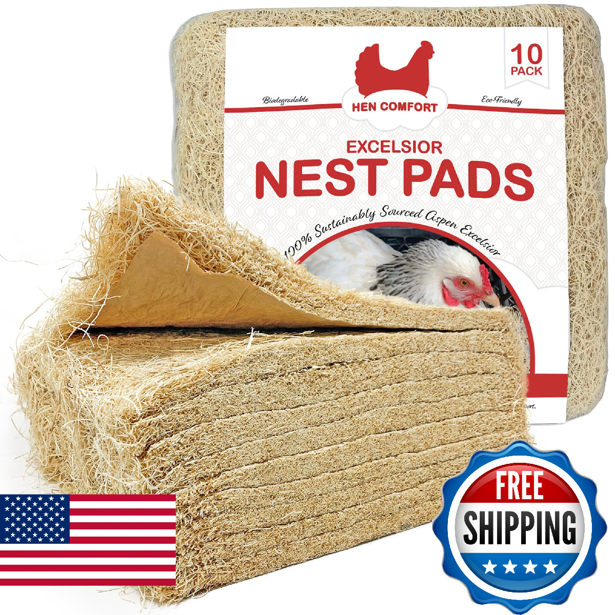 Hen Comfort Nest Pads For Chicken – 13 X 13 Pads Made In Usa From