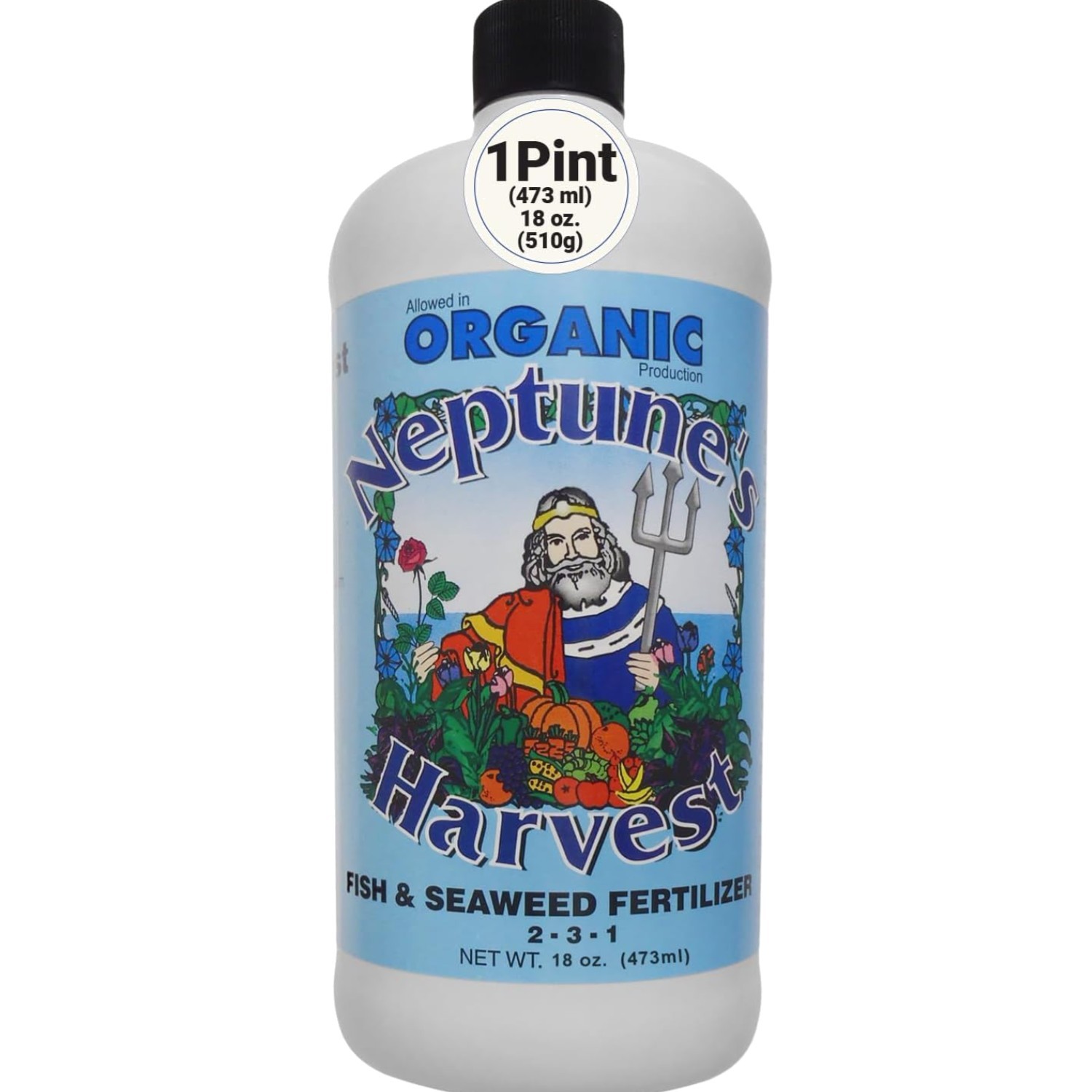 Fish & Seaweed Liquid Fertilizer 2-3-1 – 18oz Pint – Plant Food for Garden – …