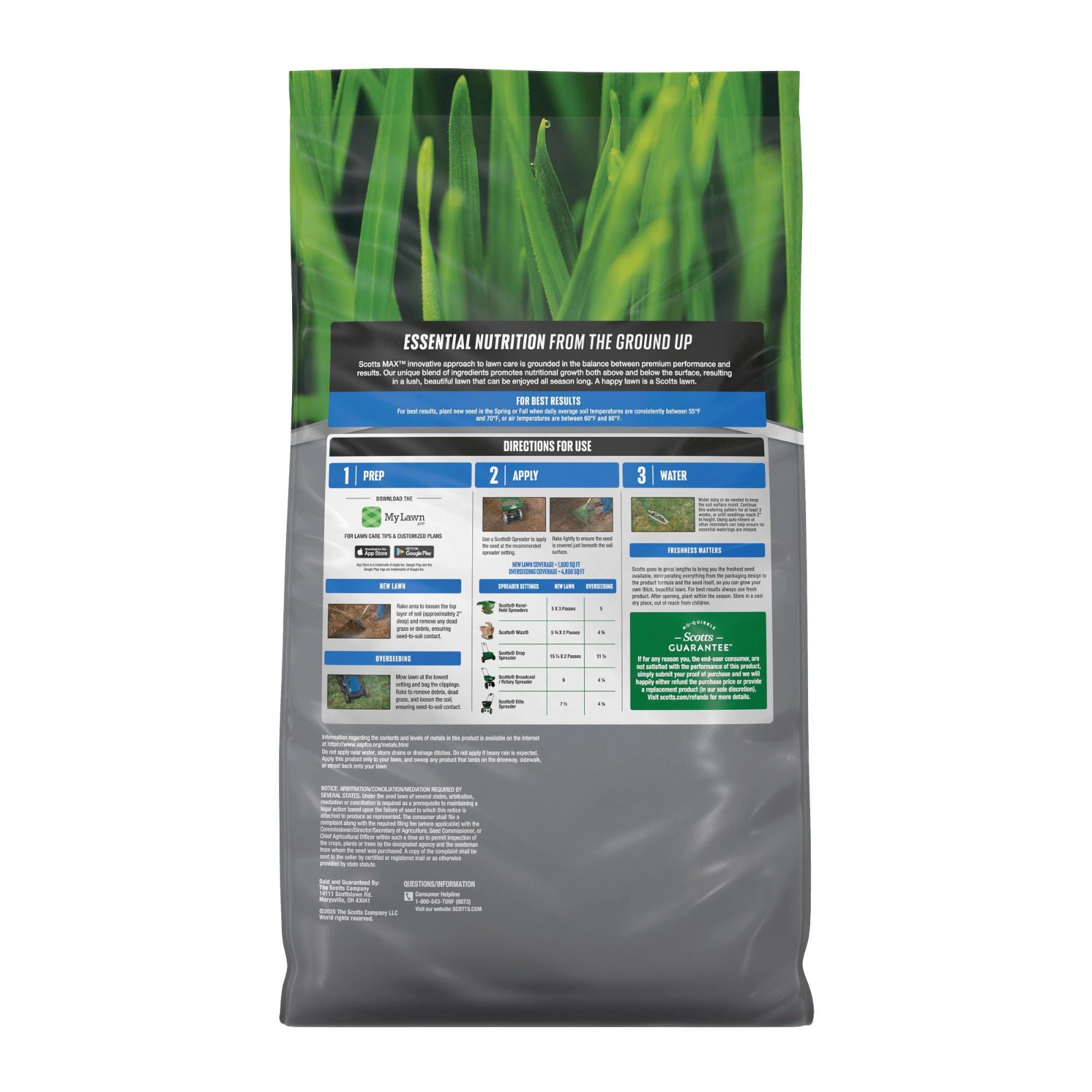 Scotts Max Sun & Shade Grass Seed Mix Fertilizer Soil Improver, 4800 Sq Ft, 12lb
