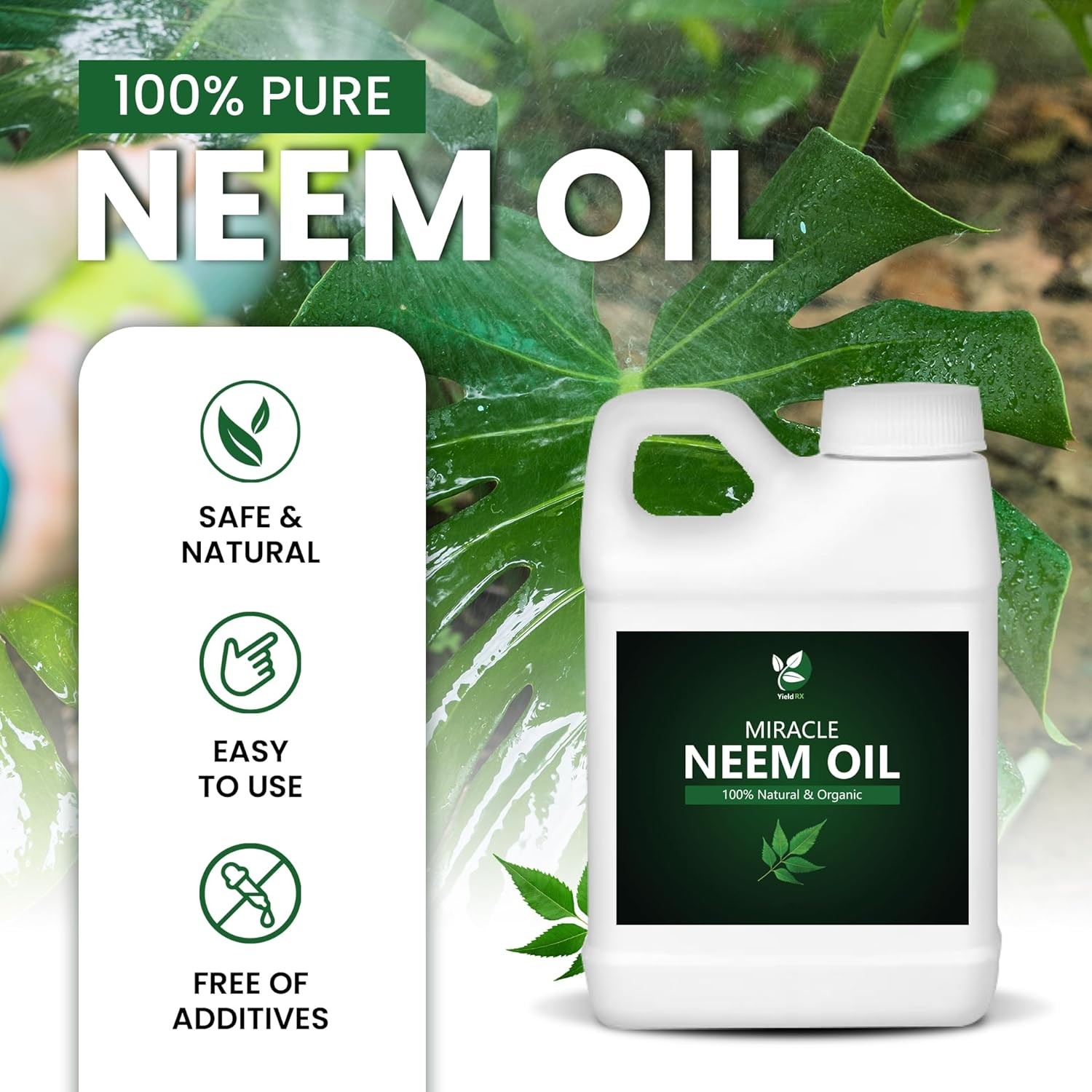Yield RX Pure Cold-Pressed Neem Oil for Indoor & Outdoor Plants and Vegetables
