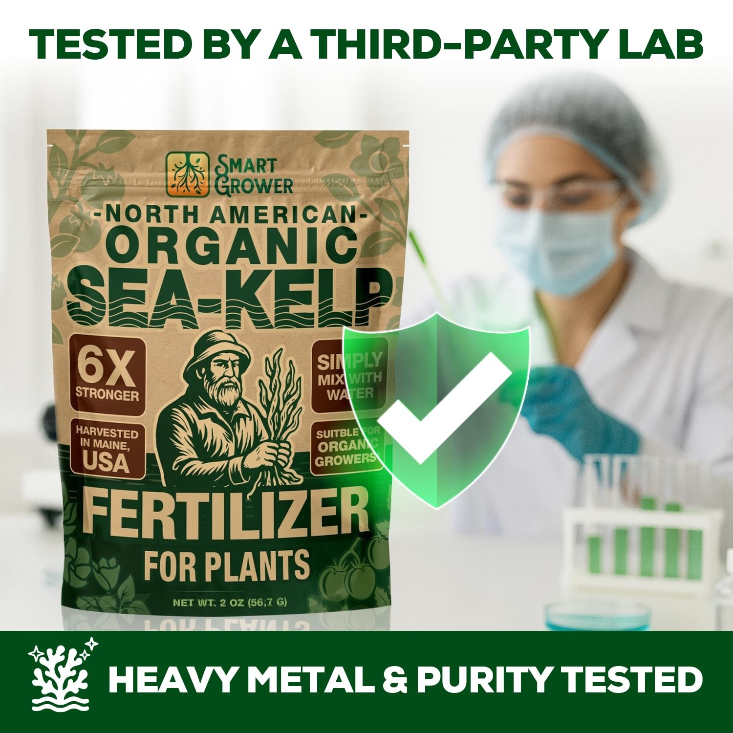 Organic Sea Kelp Fertilizer for Plants – Water-Soluble – Makes 50 2 Ounces