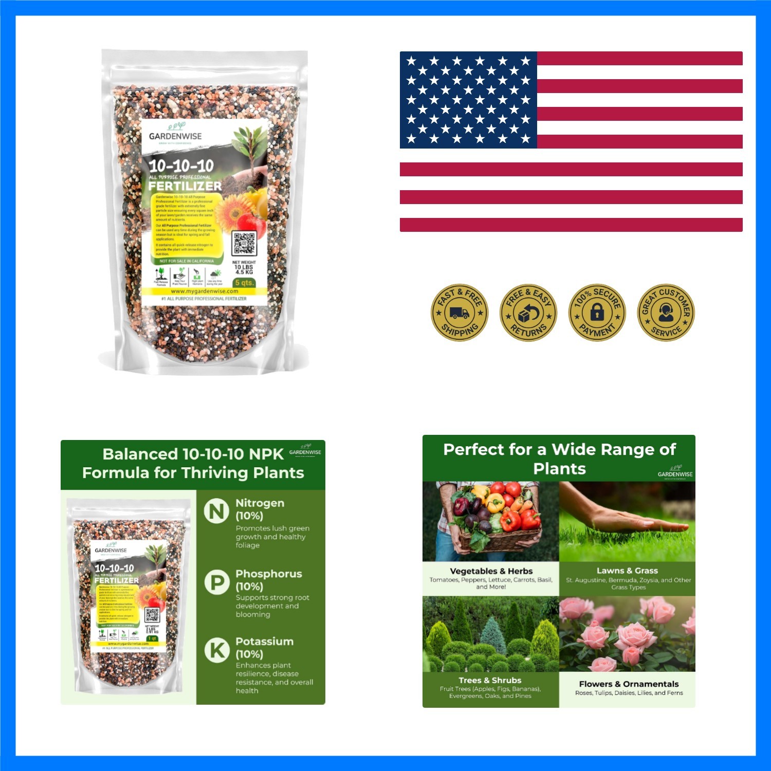 10-10-10 Plant Fertilizer Slow Release – 10 10 10 All Purpose Granular Garden…