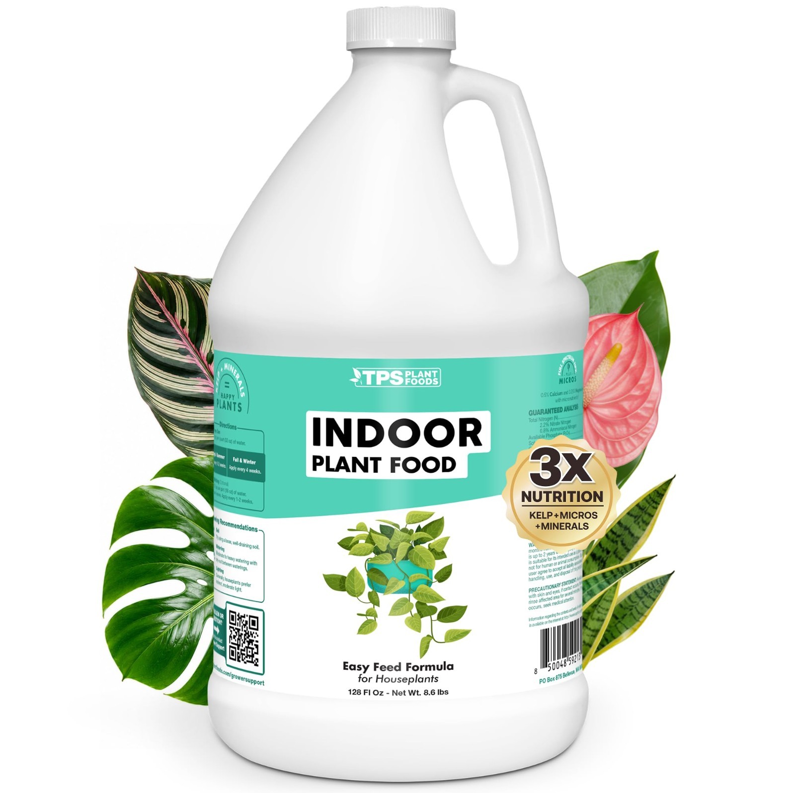 Complete Liquid Fertilizer for Indoor Plants – 1 Gallon, Kelp-Enriched, Promotes