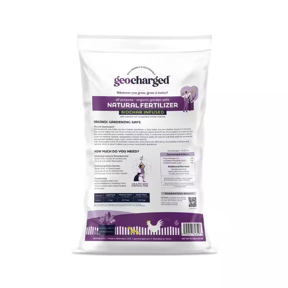 Organic Fertilizer Biochar plus Chicken Manure Indoor Outdoor, Kid and Pet Safe,