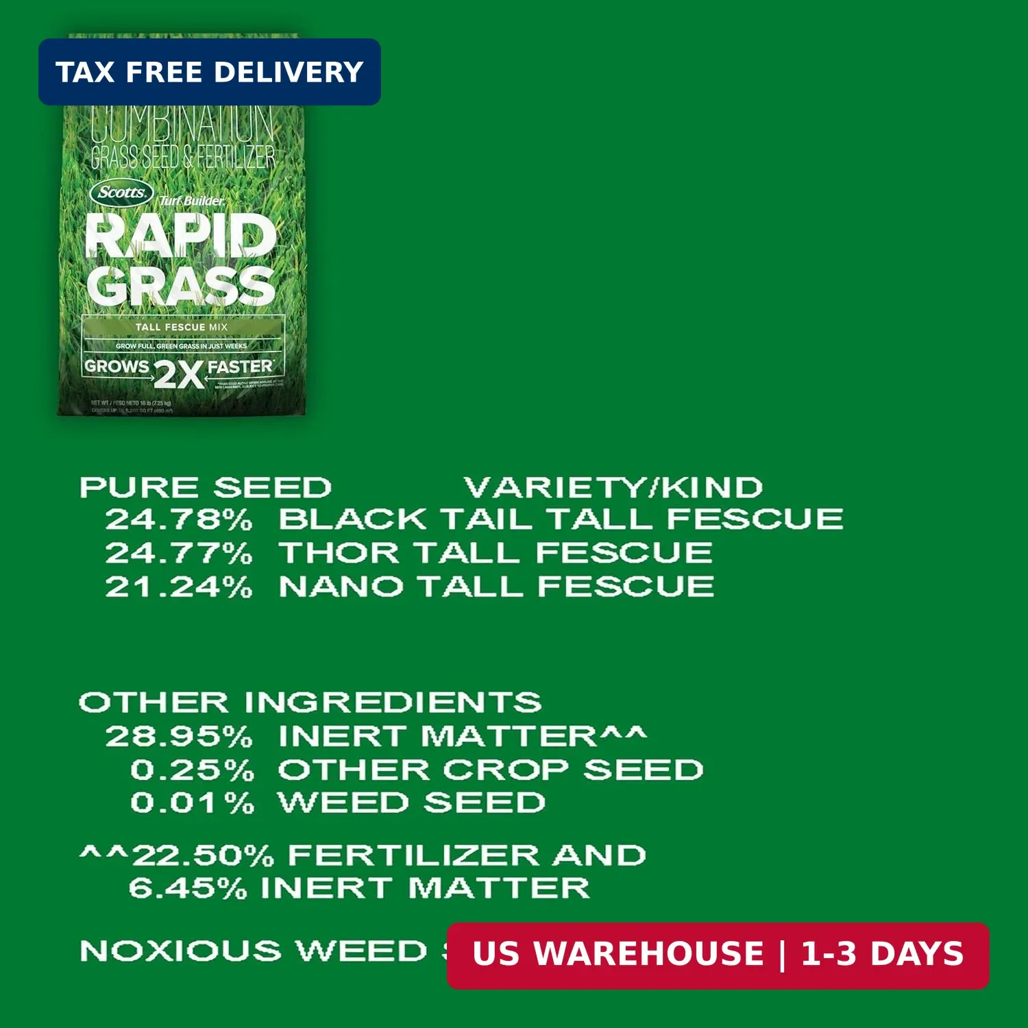 Turf Builder Rapid Grass Tall Fescue Mix – Combination Grass Seed and Fer