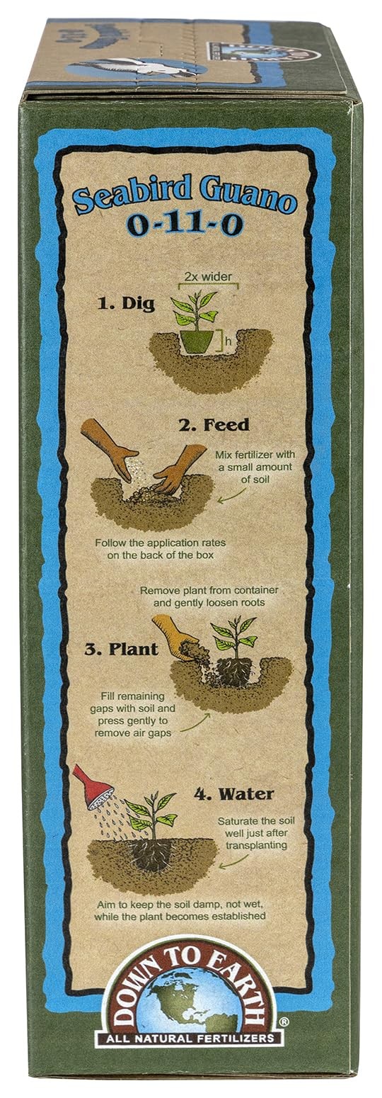 Down to Earth All Natural Seabird Guano Fertilizer Mix 0-11-0, 5 lb
