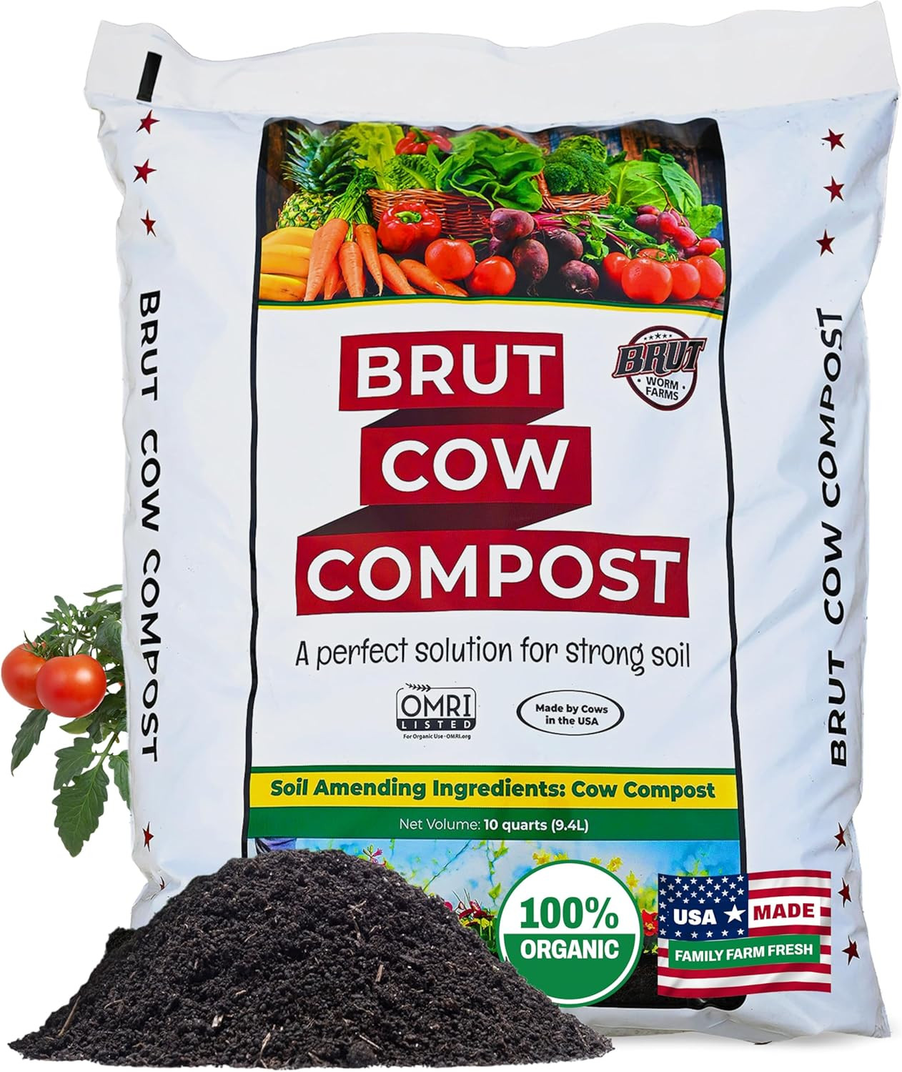 Brut Cow Compost – Nutrient-Rich Composted Cow Manure Organic Soil Amendment – 1