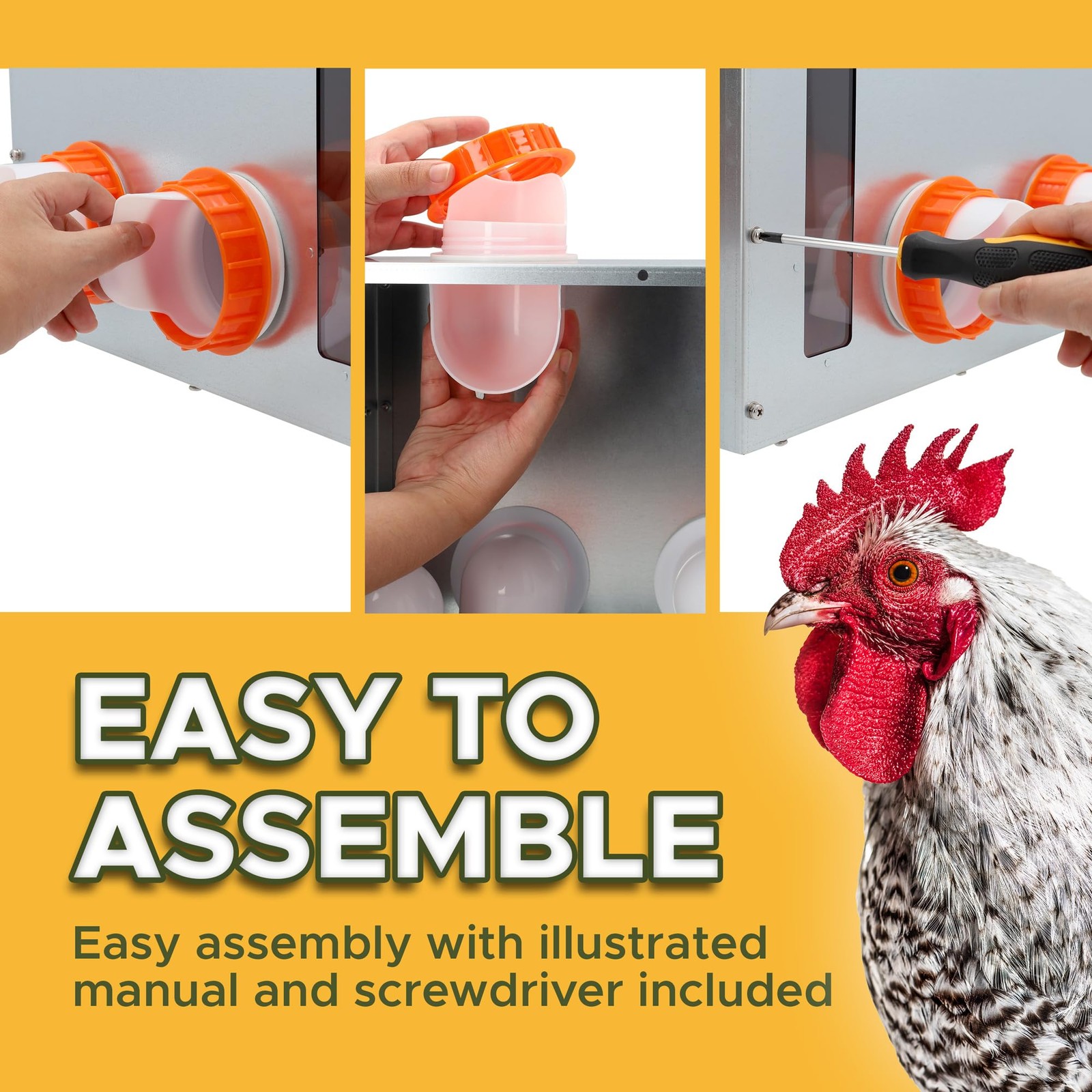 Metal Chicken Feeder 40lb, No Waste Automatic Chicken Feeder with Window, Gal…