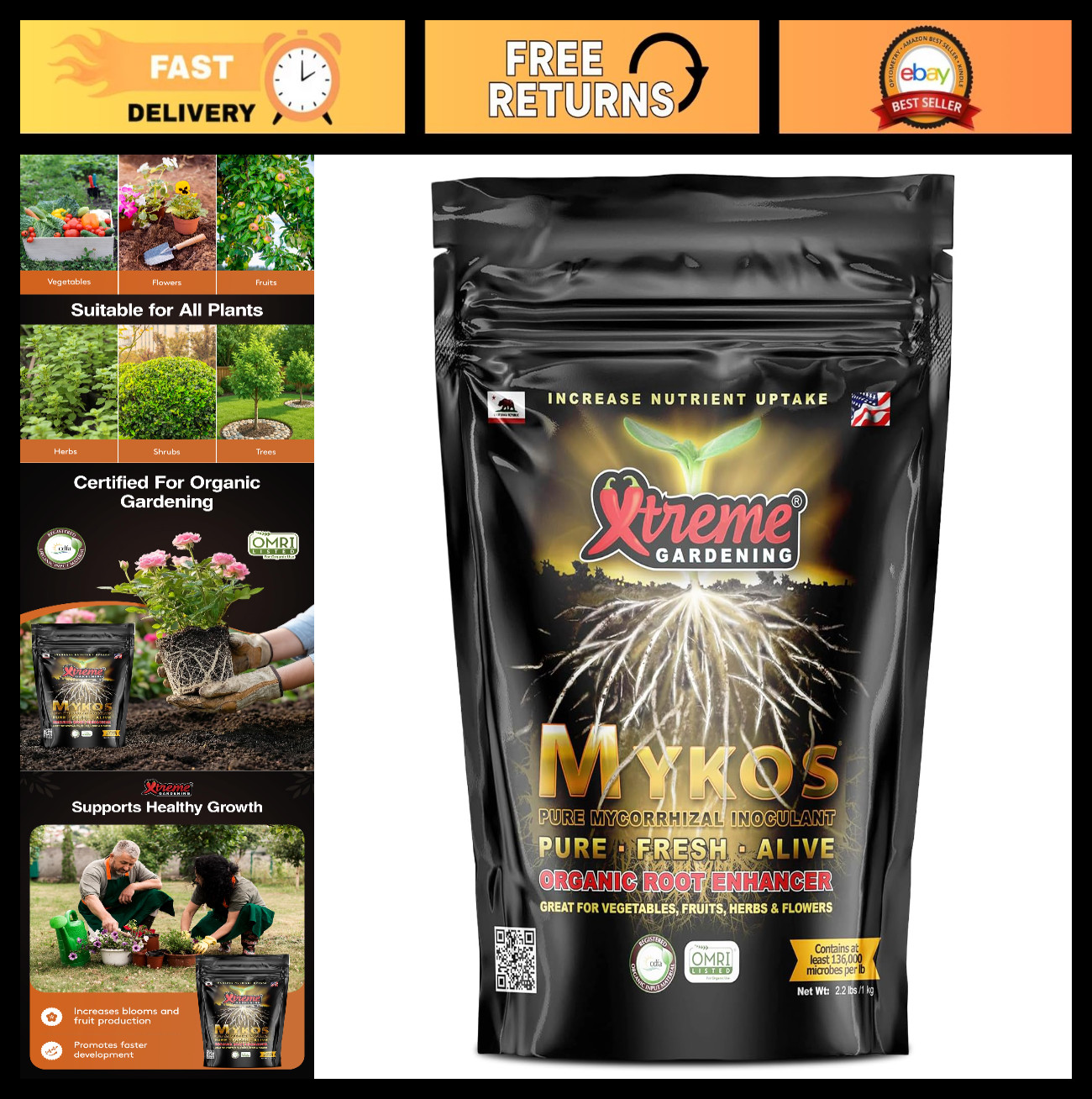 Organic Mycorrhizal Fungi Granules – Root Inoculant for Stronger Plants, 2.2 lbs