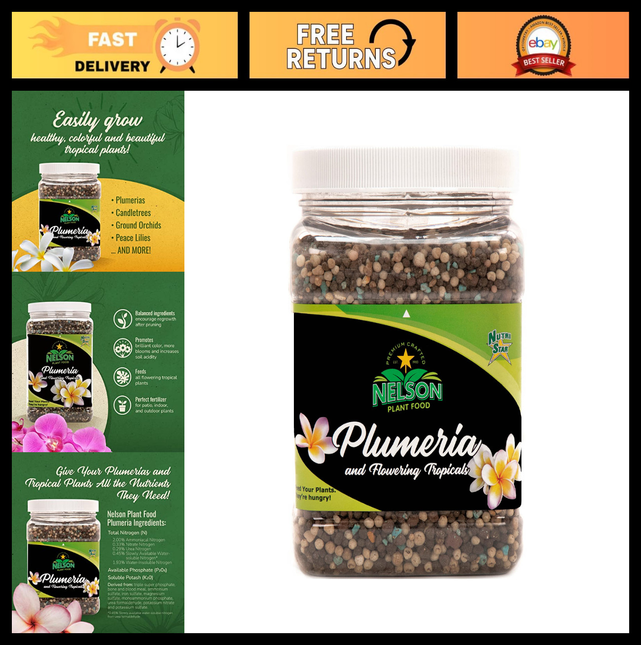 Plumeria Plant & Flowering Tropical Fertilizer 5-30-5 for In-Ground & Container