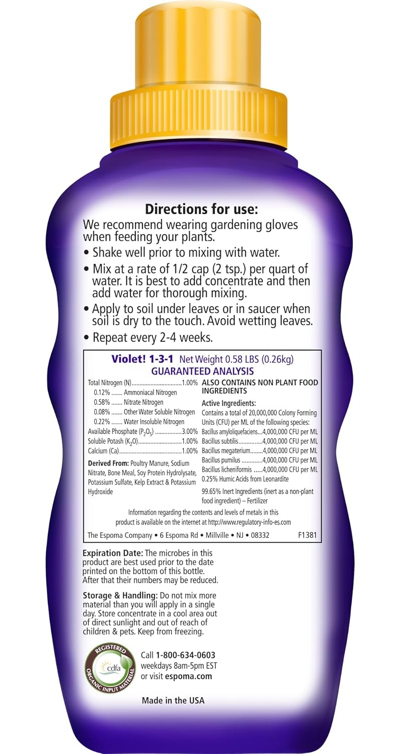 Organic African Violet Mix 4qt Bag and Liquid Plant Food Concentrate 8oz Bottle