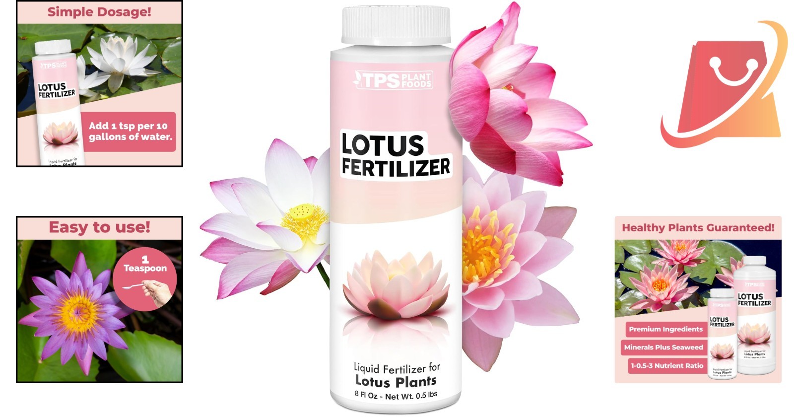 Lotus Fertilizer Liquid 8 oz Complete Plant Food Promotes Vibrant Blooms