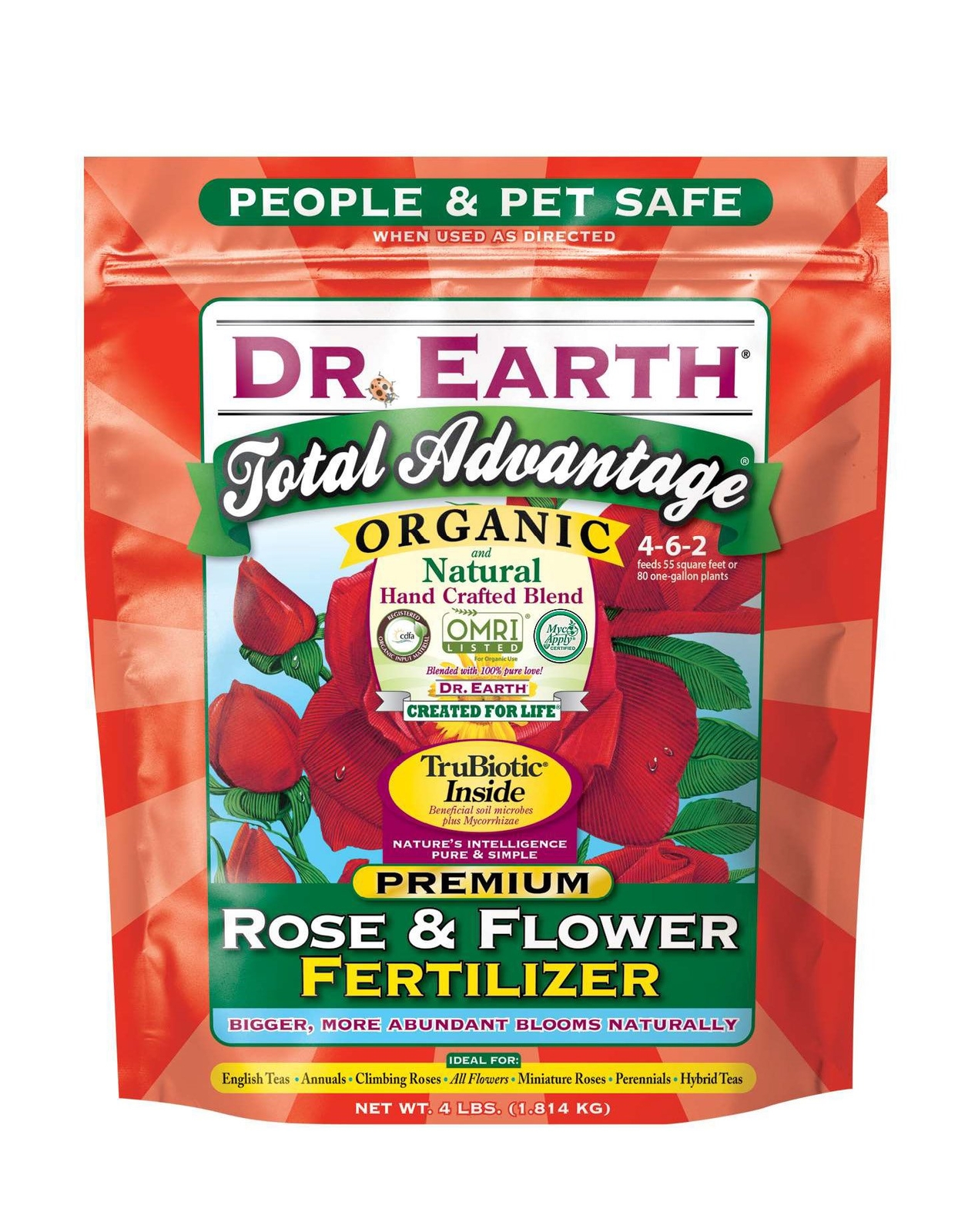 Dr Earth Total Advantage Organic Flower Fertilizer Non GMO 4lb Pet Safe