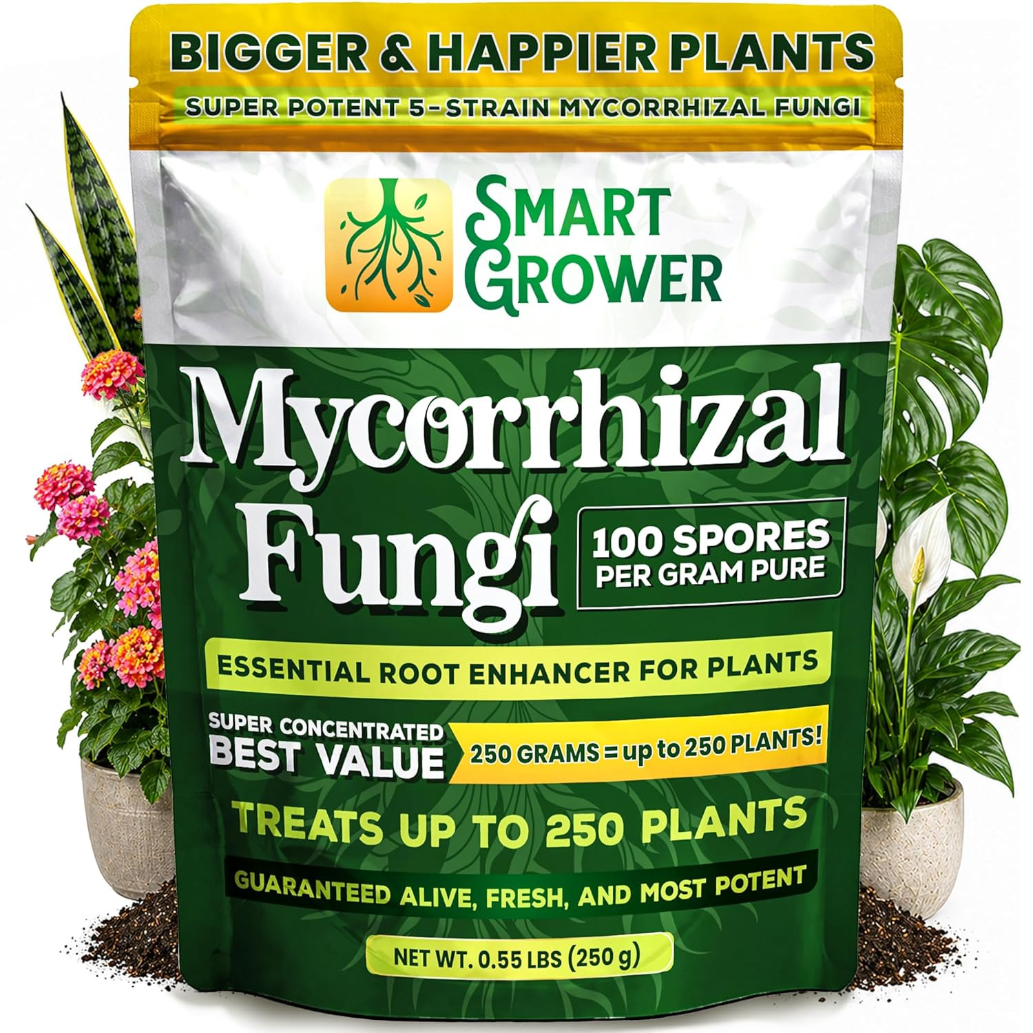 Mycorrhizal Fungi Organic Root Enhancer for Plants, Super Potent 100 Spores Per
