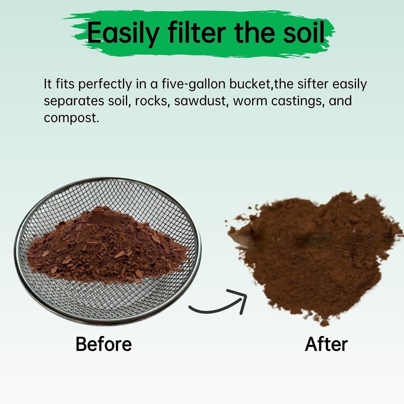 2PCS Soil Sifter for Gardening,Compost Sifter for 5 Gallon,Sieve for Compost,…