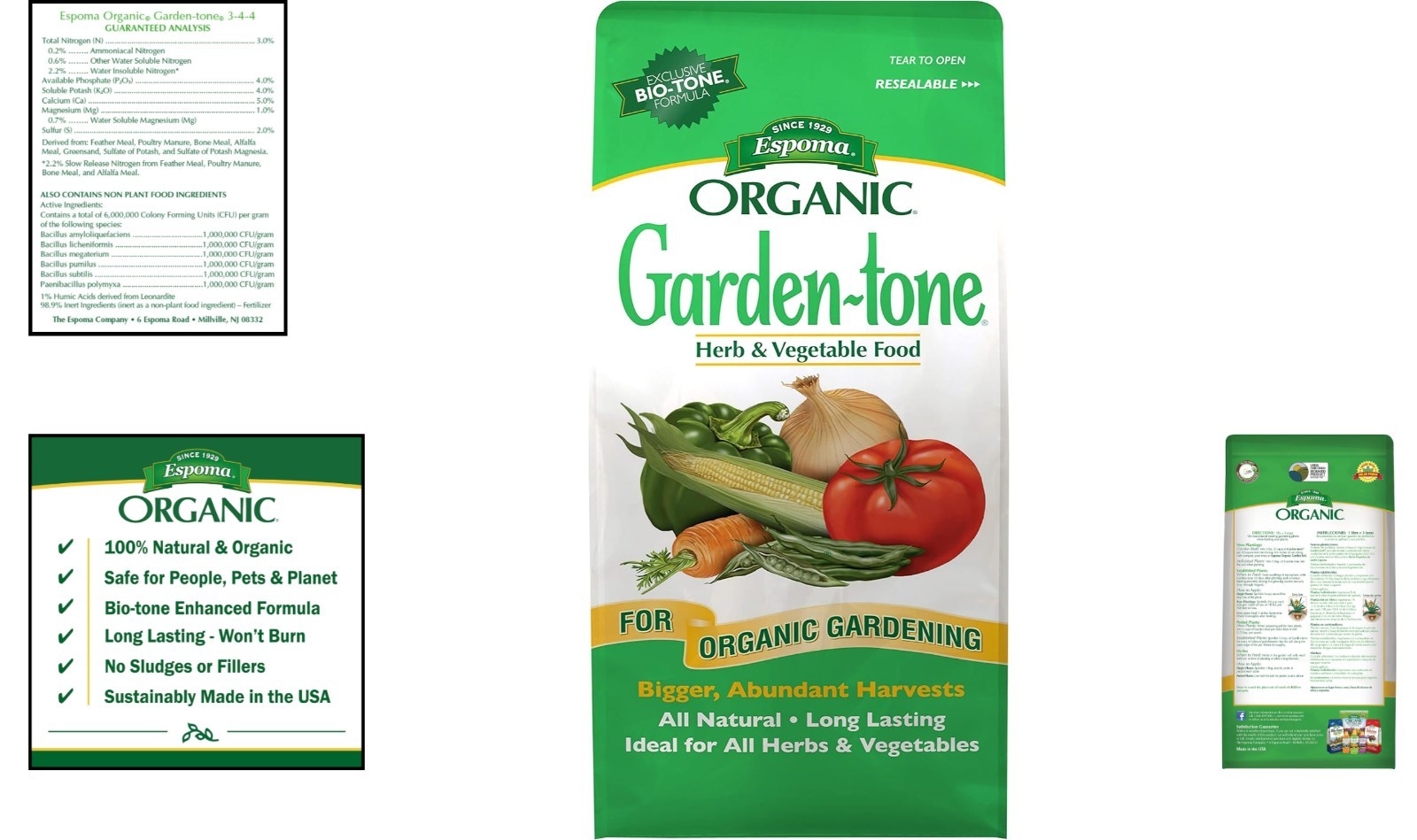 Garden-Tone 4 lb Organic 3-4-4 Fertilizer for Robust Vegetables & Herbs Growth