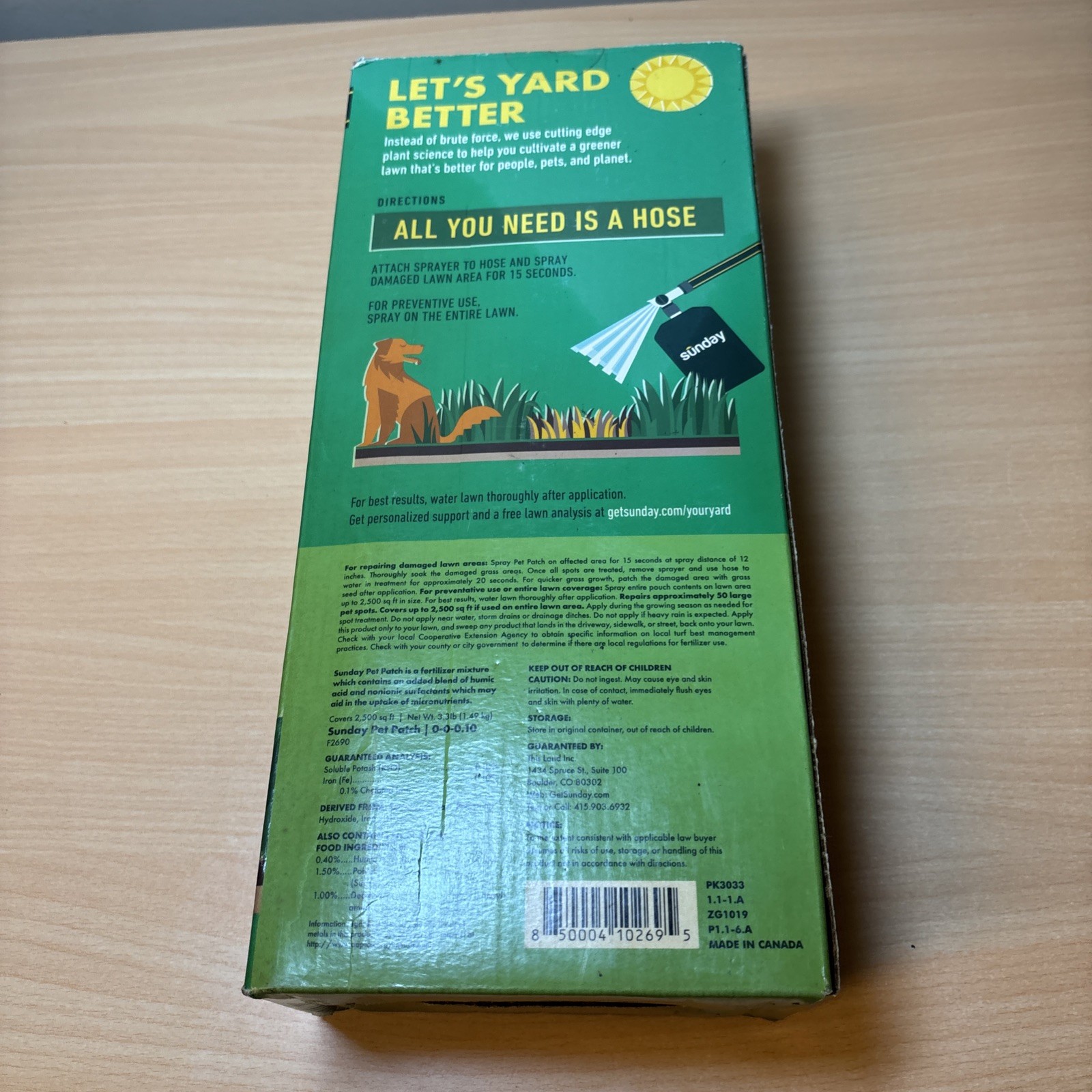 Sunday Pet Patch Repair Fix Spots and Thicken Lawn W/ Sprayer 2500 Sq Feet.