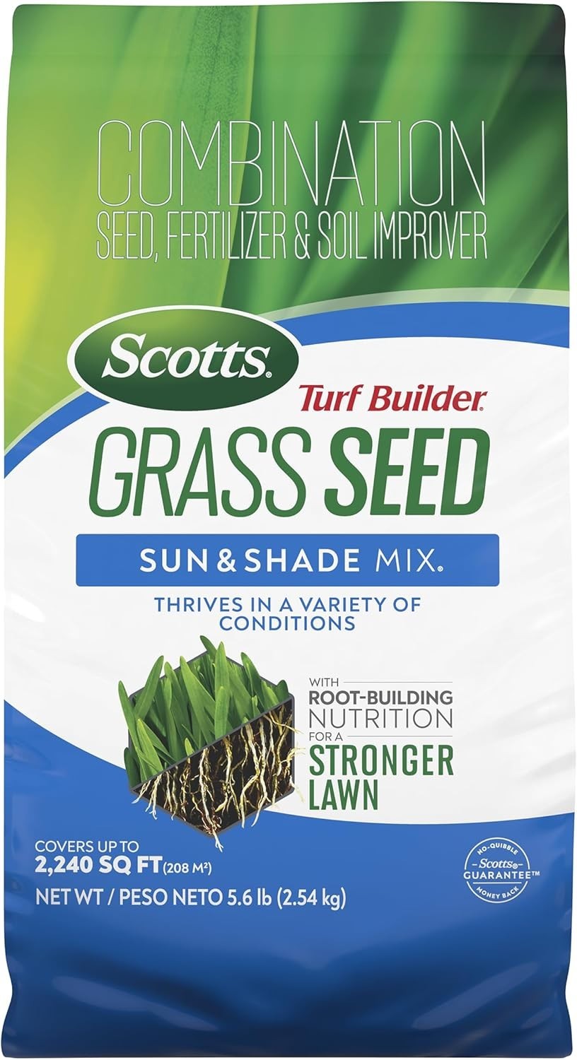 Lawn Solution: Grass Seed Sun & Shade Mix – 5.6 lb, Covers Up to 2,240 sq. ft