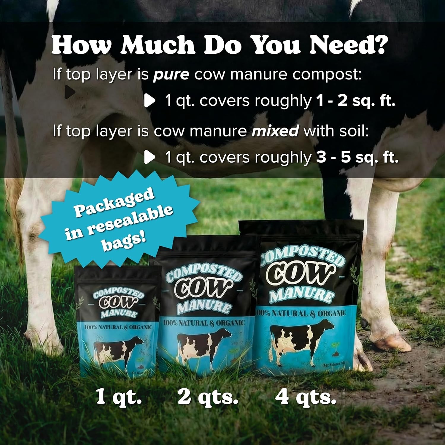 2 Quart Cow Manure Compost – Soil Conditioner for Lush Lawns & Gardens