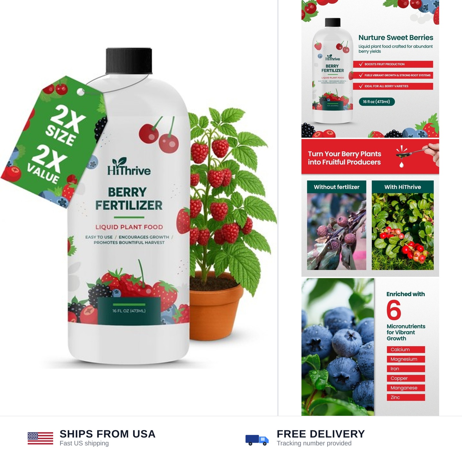16oz Berry Fertilizer – Makes 16 Gallons of Fruit Tree Fertilizer for Elderbe…