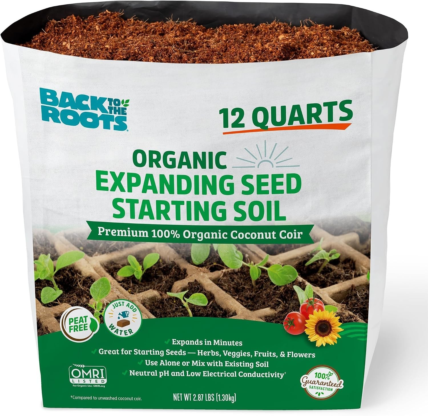 Back to The Roots Organic Seed Starter Block, Expands to 12 Quarts