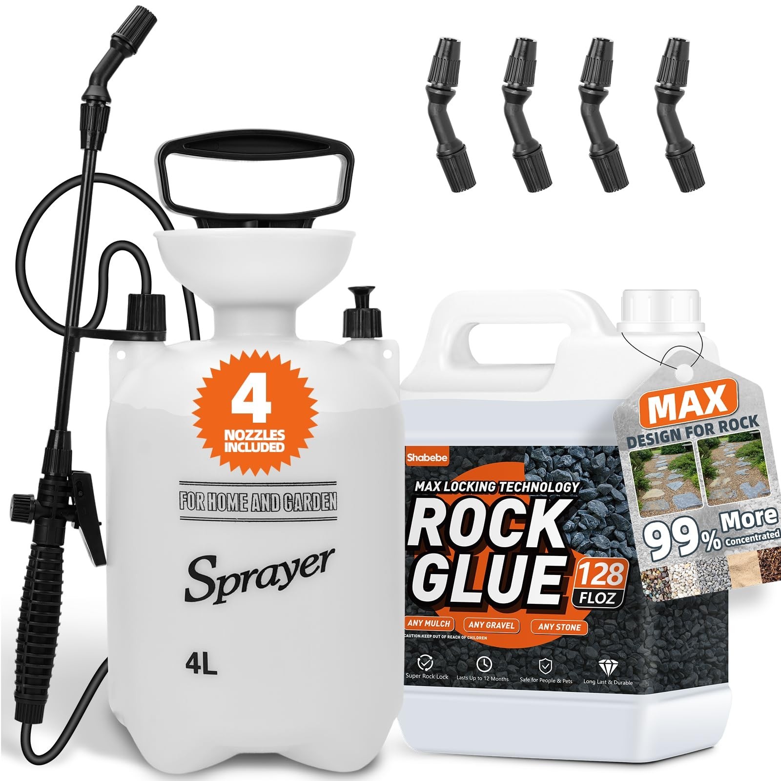 Rock Glue, 1Gallon Mulch Bond for Landscaping with Sprayer, Lasts Up to 2 Yea…
