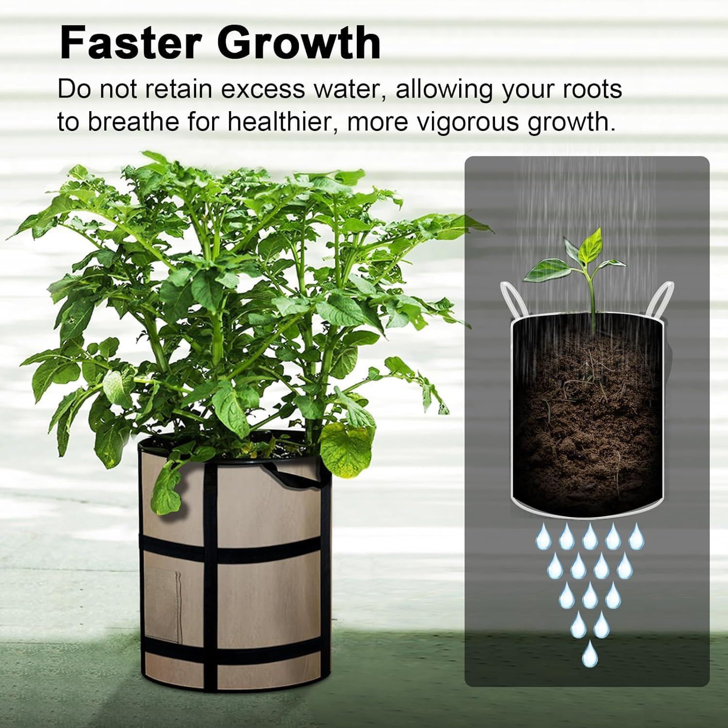 6 Pack 10 Gallon Potato Grow Bags with Window Heavy Duty Fabric Planters