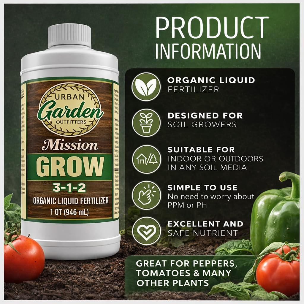 Urban Garden Outfitters Grow 3-1-2 Organic Liquid Plant Fertilizer-All-Purpose,