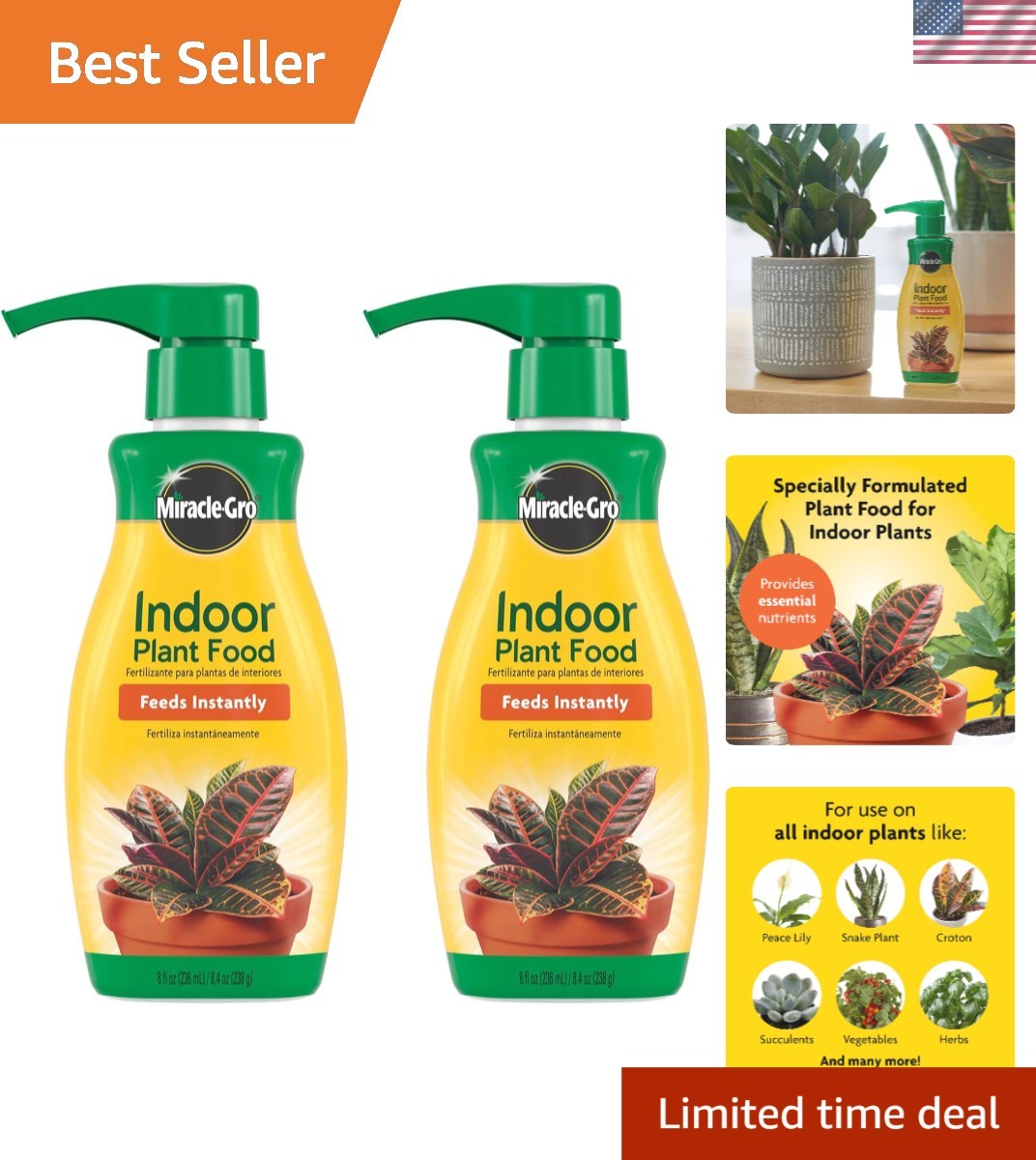 Miracle-Gro Indoor Plant Food – 2-Pack Liquid Solution for All Houseplants