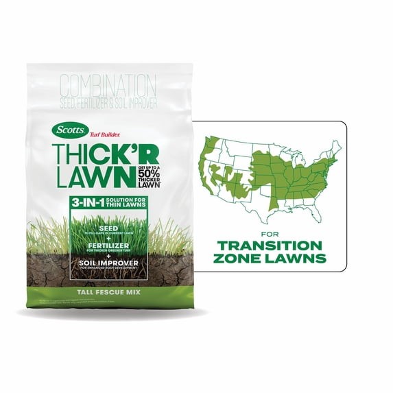 Scotts Turf Builder Thick’R Lawn Tall Fescue Mix, Thickens Thin Grass, 40 lbs.