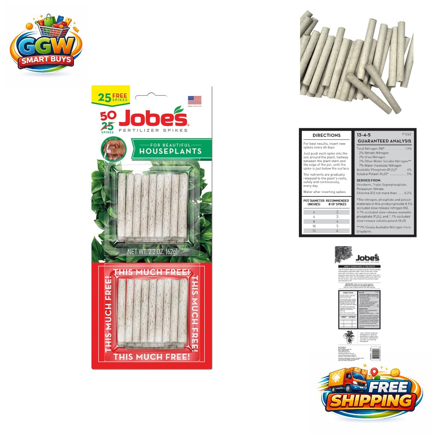 Easy-to-Use 50 Count Fertilizer Spikes for All Indoor Flowering Plants