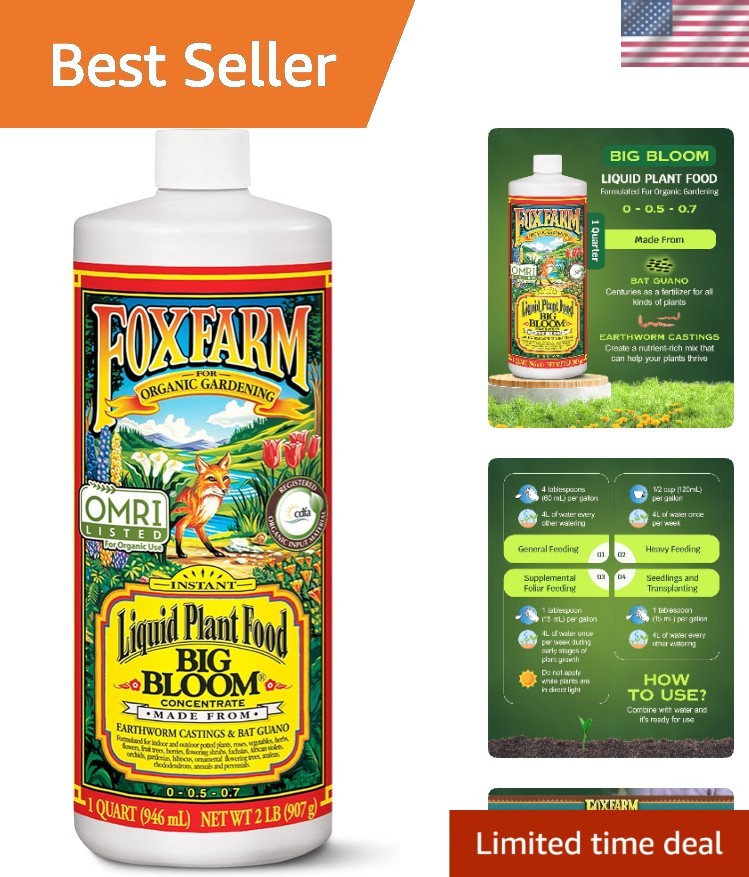 All-Purpose Liquid Fertilizer – Big Bloom Plant Food for Vibrant Growth, 1 Quart