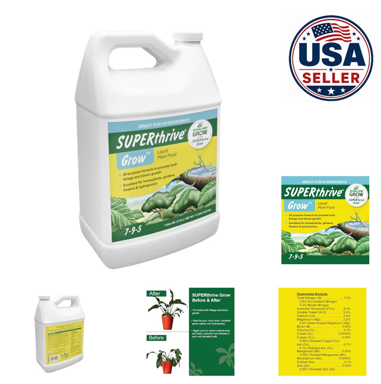 Plant Food Liquid Fertilizer 1 Gallon 7-9-5 Concentrate All Plants Hydroponics