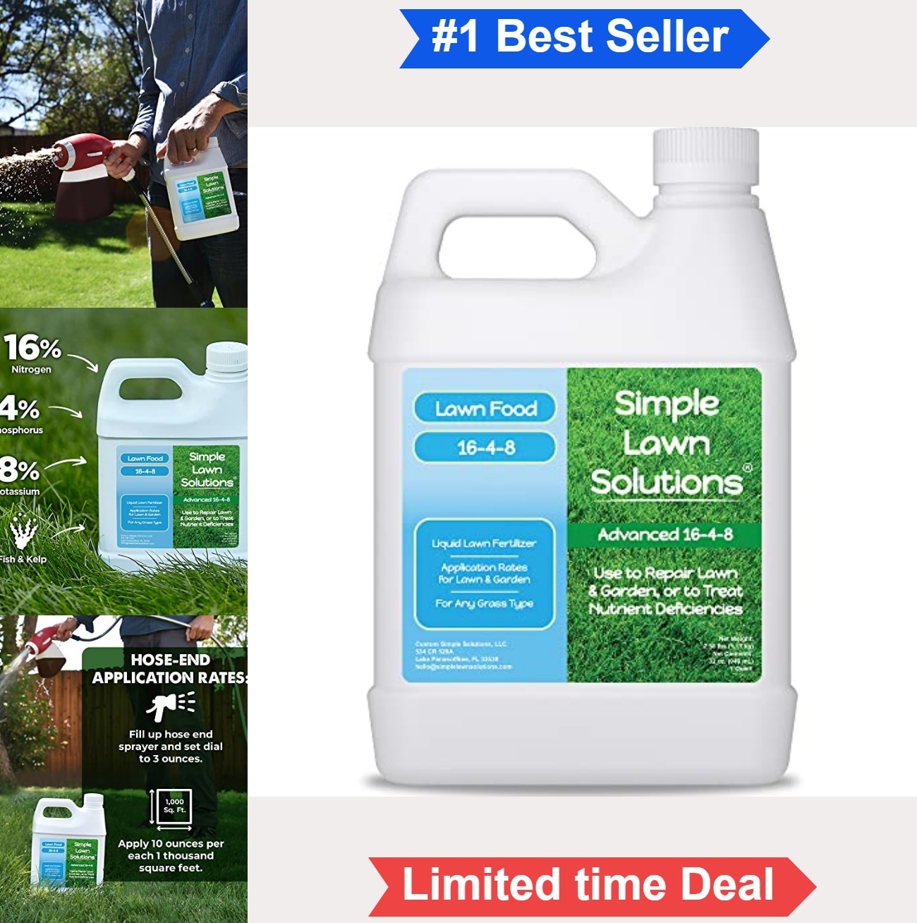16-4-8 Liquid Lawn Fertilizer 1 Quart Concentrated Spray for All Grass Types