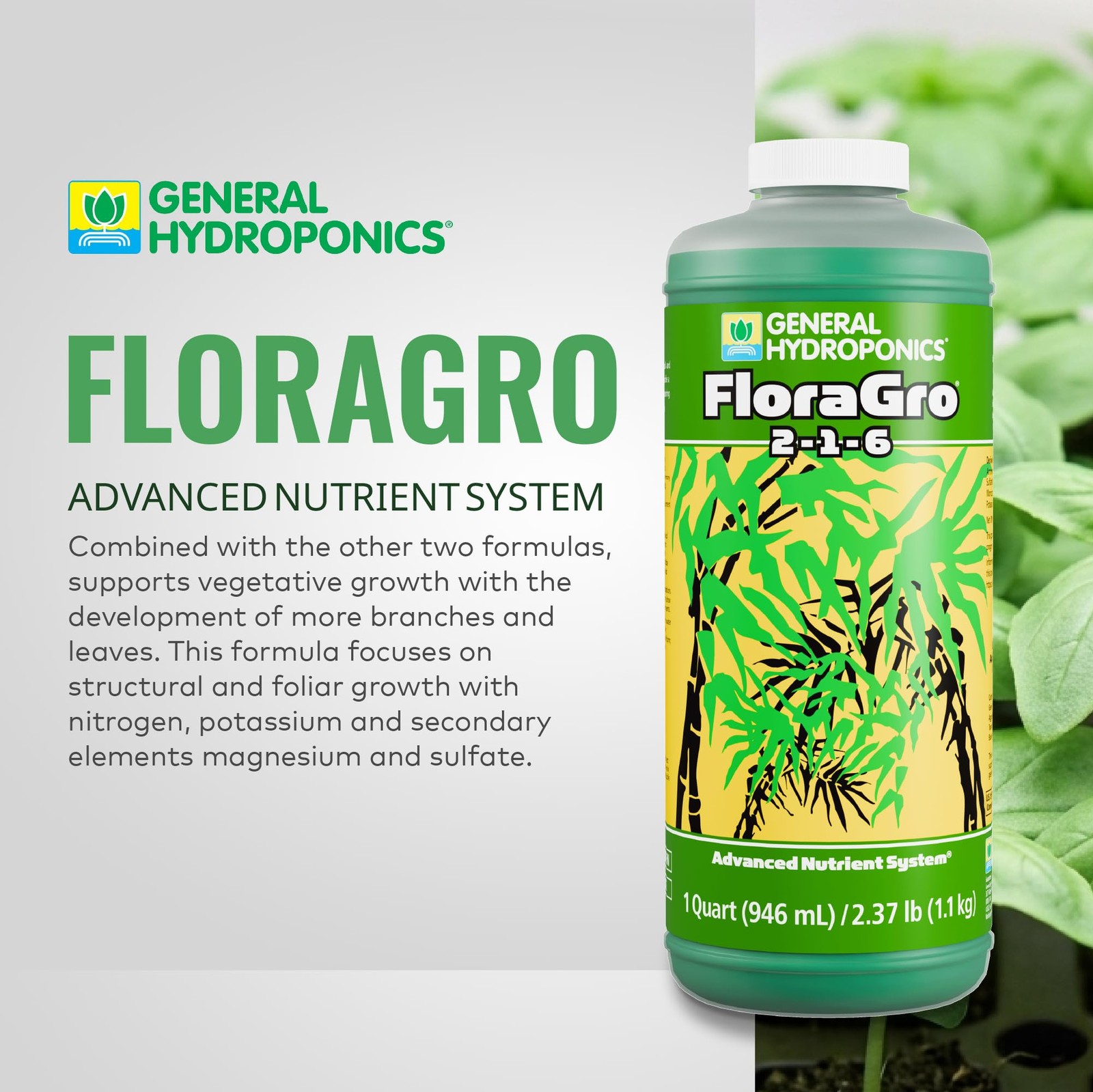 Plant Nutrients Hydroponic Grow Food 2 1 6 Structural Foliar 1 Quart