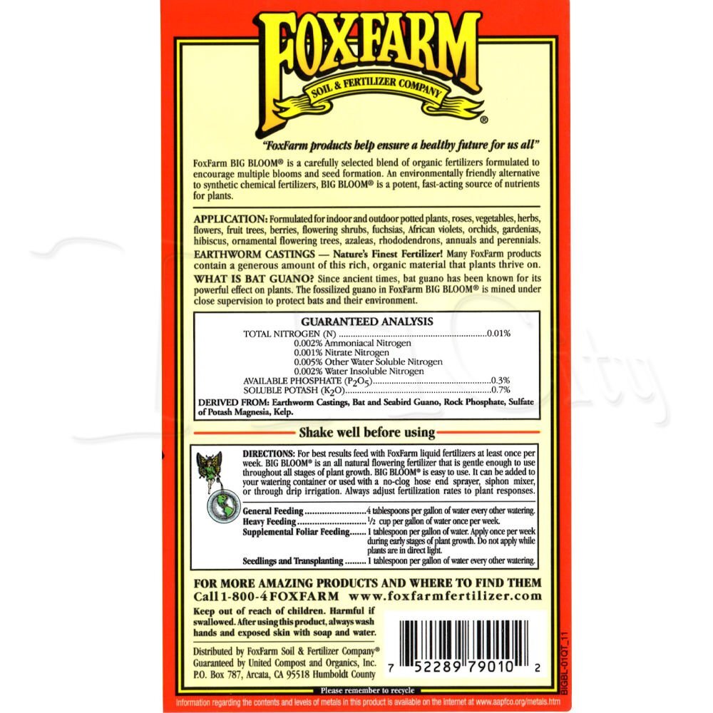 Fox Farm Liquid Nutrient Soil Trio- Pints: Big Bloom, Grow Big, Tiger Bloom