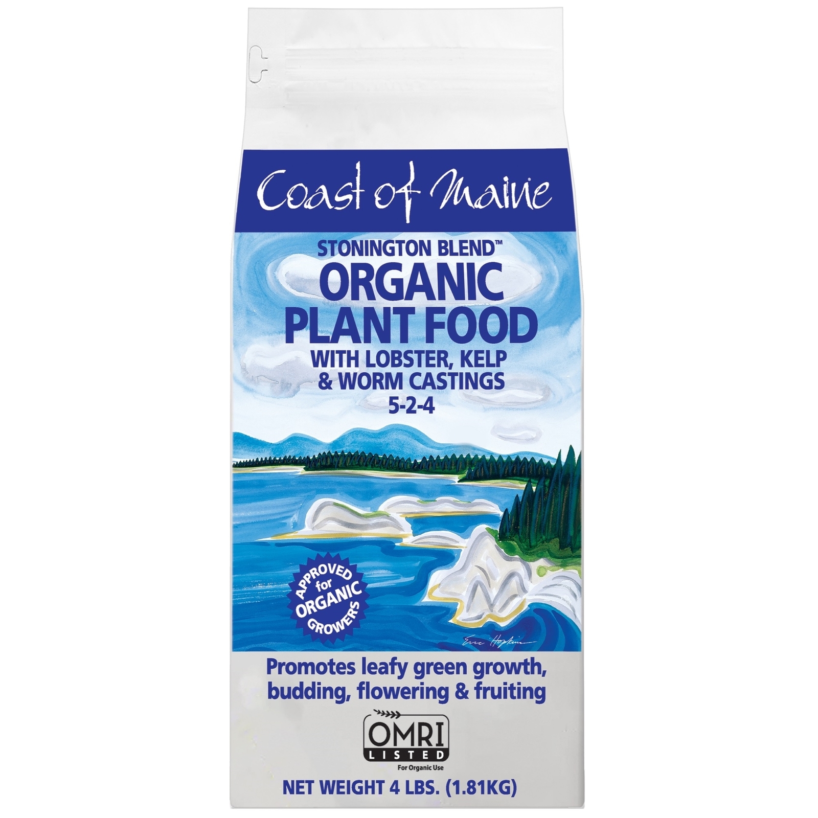 Coast of Maine LK4C Stonington Blend, Organic Plant Food 5-2-4, 4 lbs