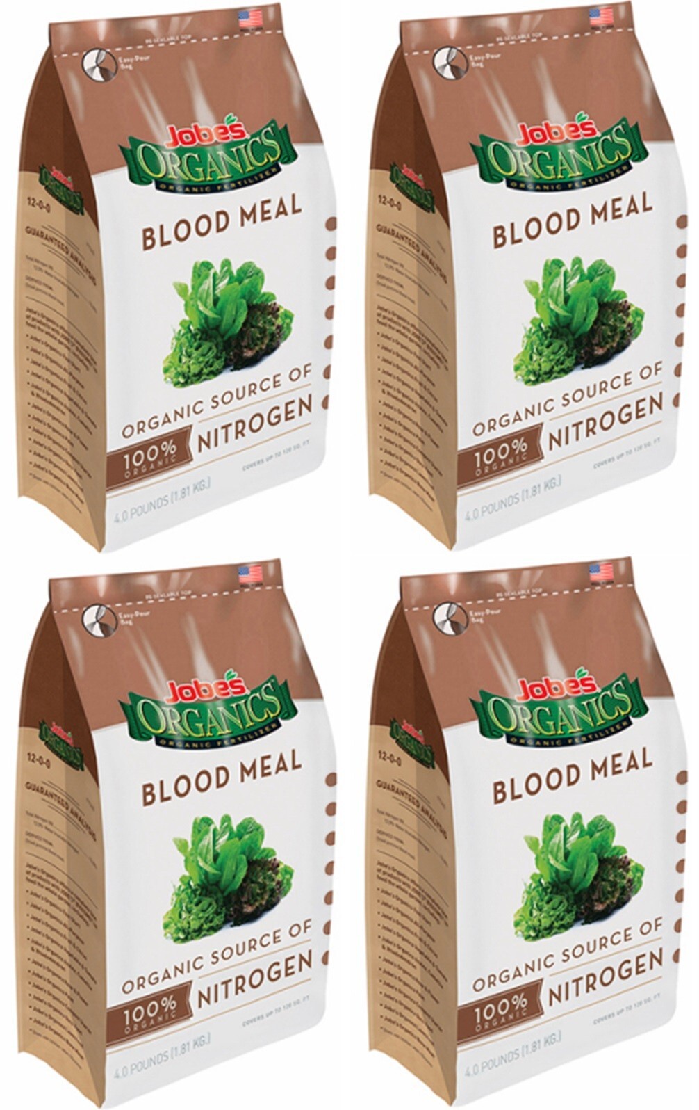 Jobe’s 09327 3 lb Organic Blood Meal 12-0-0 Fertilizer Plant Food – Pack of 4