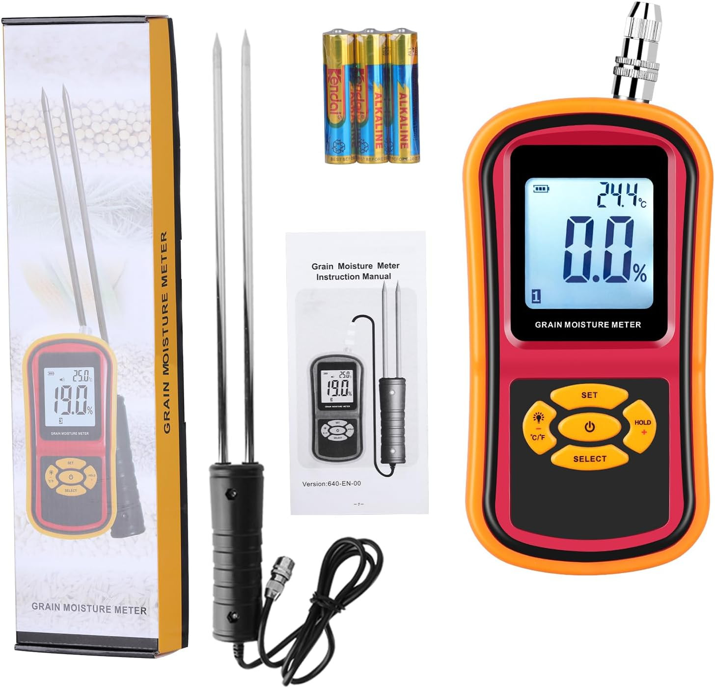Digital Grain Moisture Meter for Wheat Corn Rice Peanut Soybean, Grain Humidity
