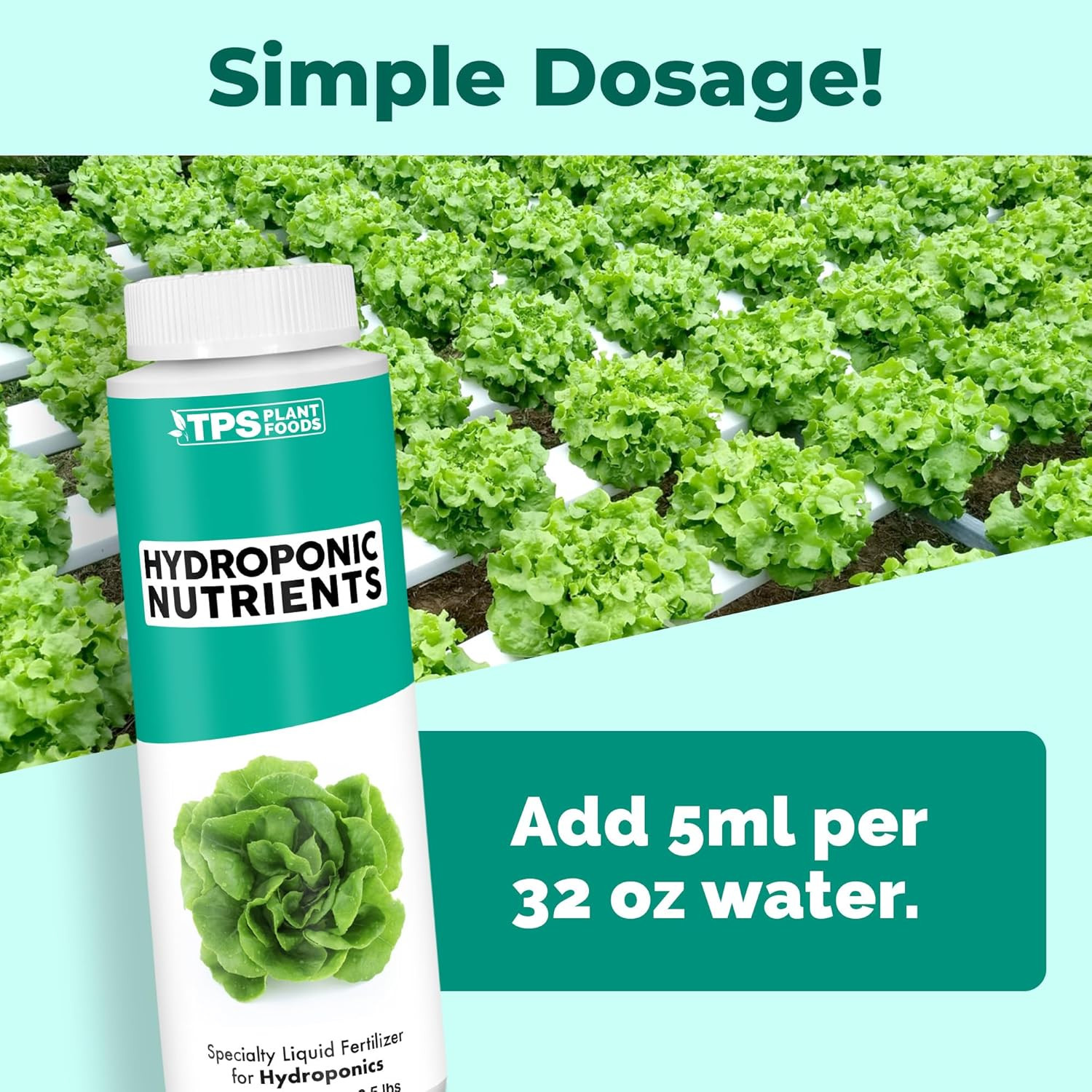 Hydroponic Nutrients for Edible Plants, One Part Complete Liquid Plant Food for