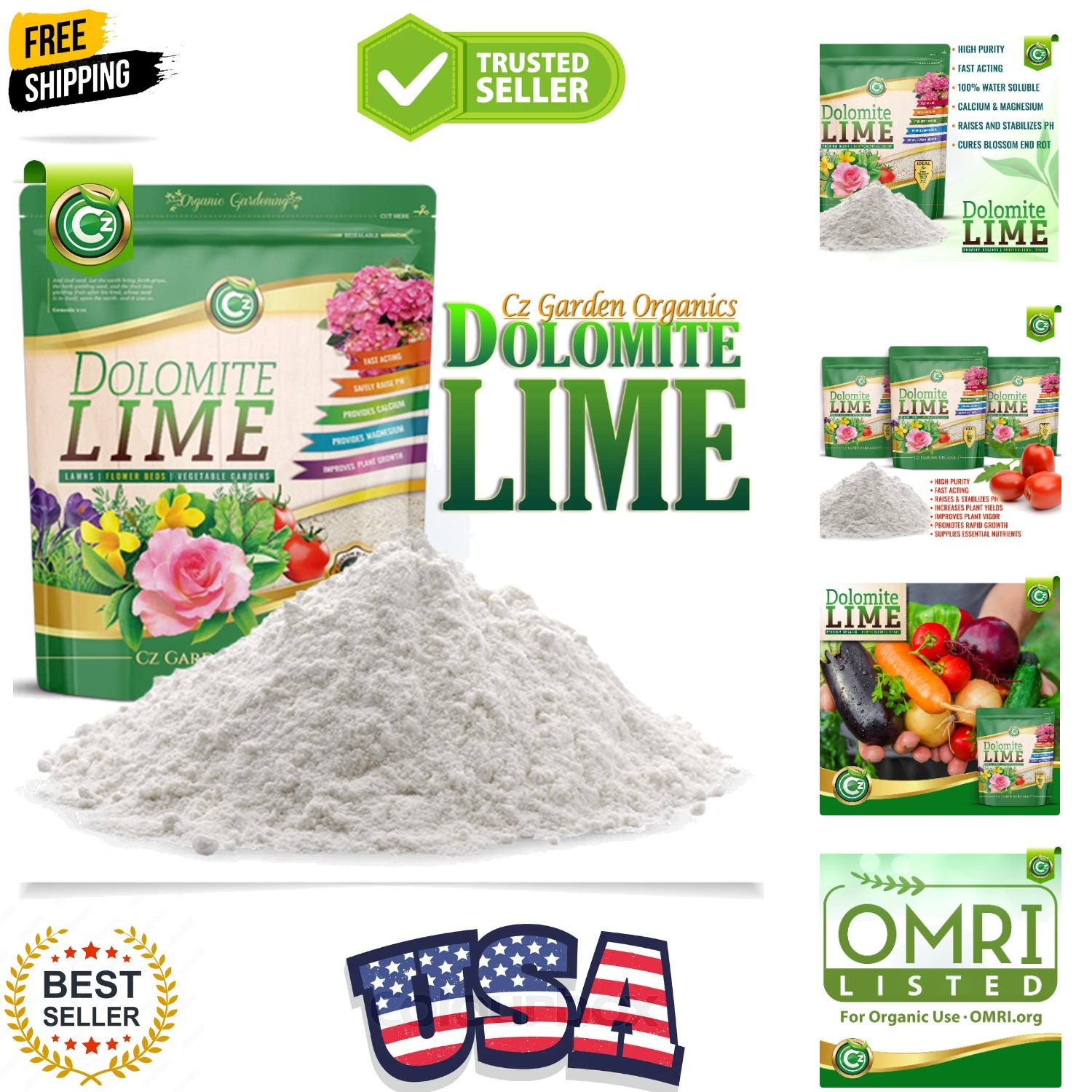 Organic Dolomite Lime 5LB – – Garden Soil Amendment Fertilizer for Plants. C…