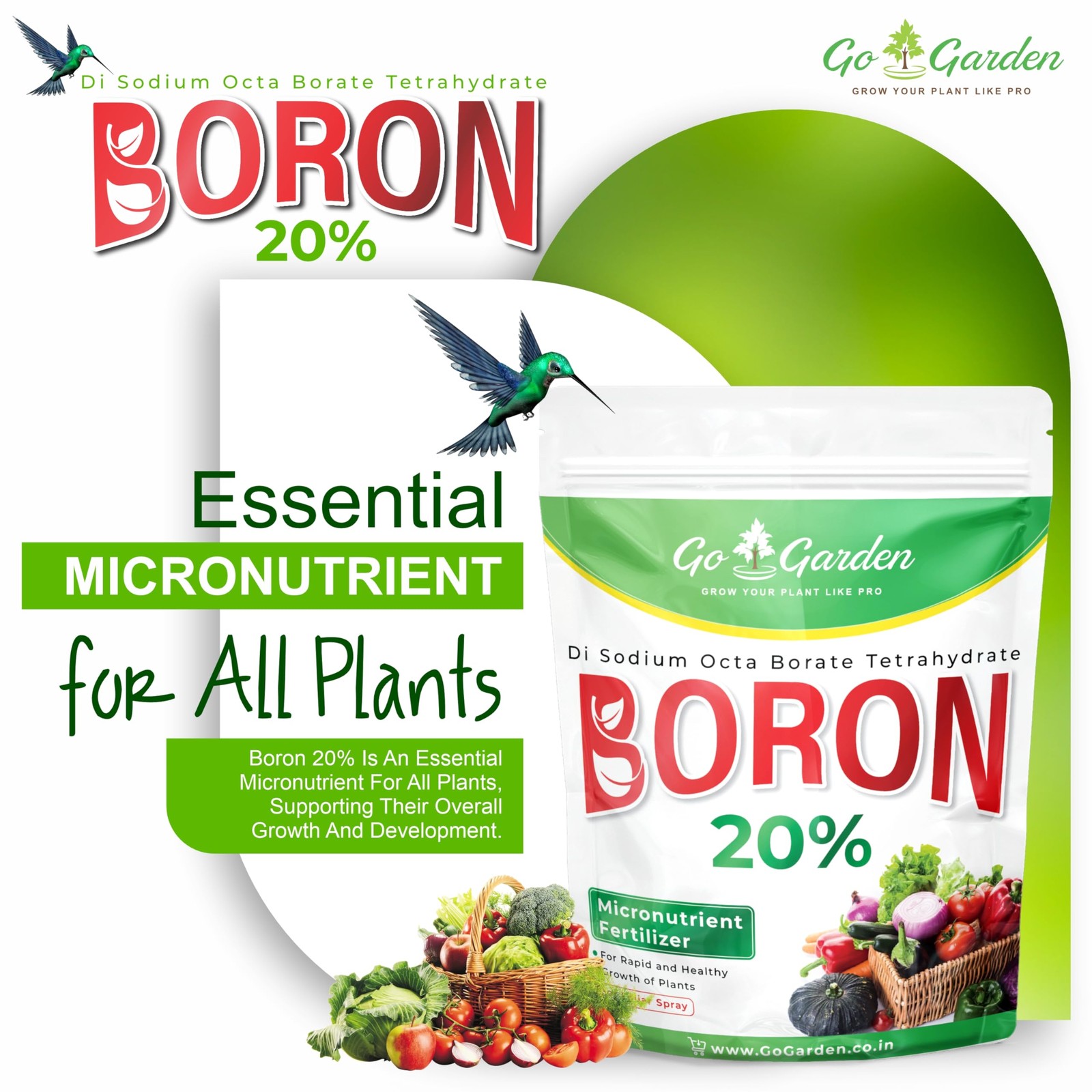 Boron 20% Micronutrient Fertilizer – Boosts Vegetable Growth, 250g Powder Fer…
