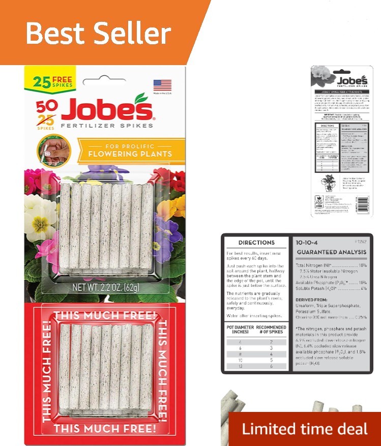 Slow Release 50 Count Fertilizer Spikes for Indoor Flowering Plants – 10-10-4