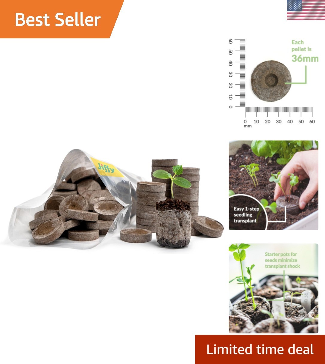 100 Count Peat Soil Pellets 36mm – Indoor Seed Starter for Healthy Transplants