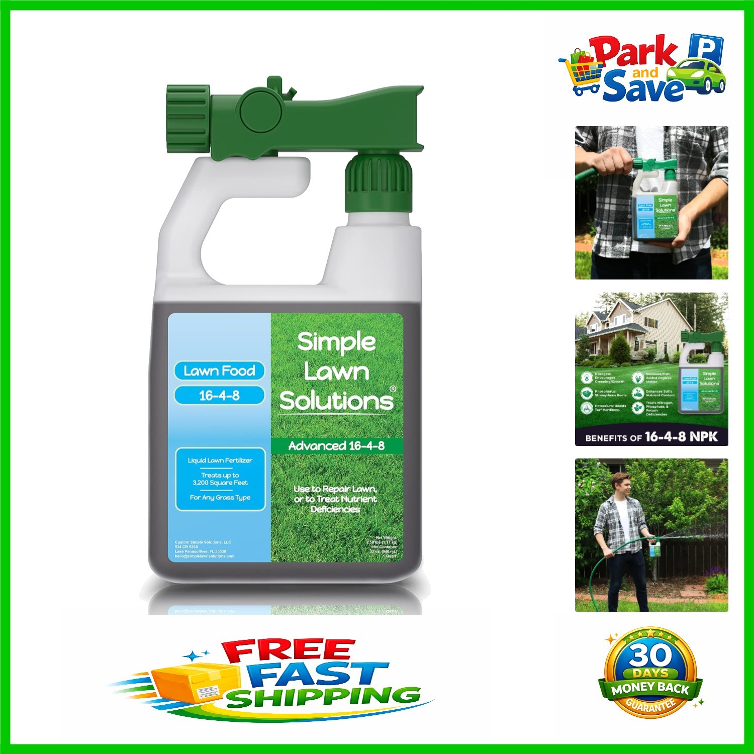 Lawn Food Quality 16-4-8 NPK Concentrated Spray – Best for Spring & Summer, 32oz