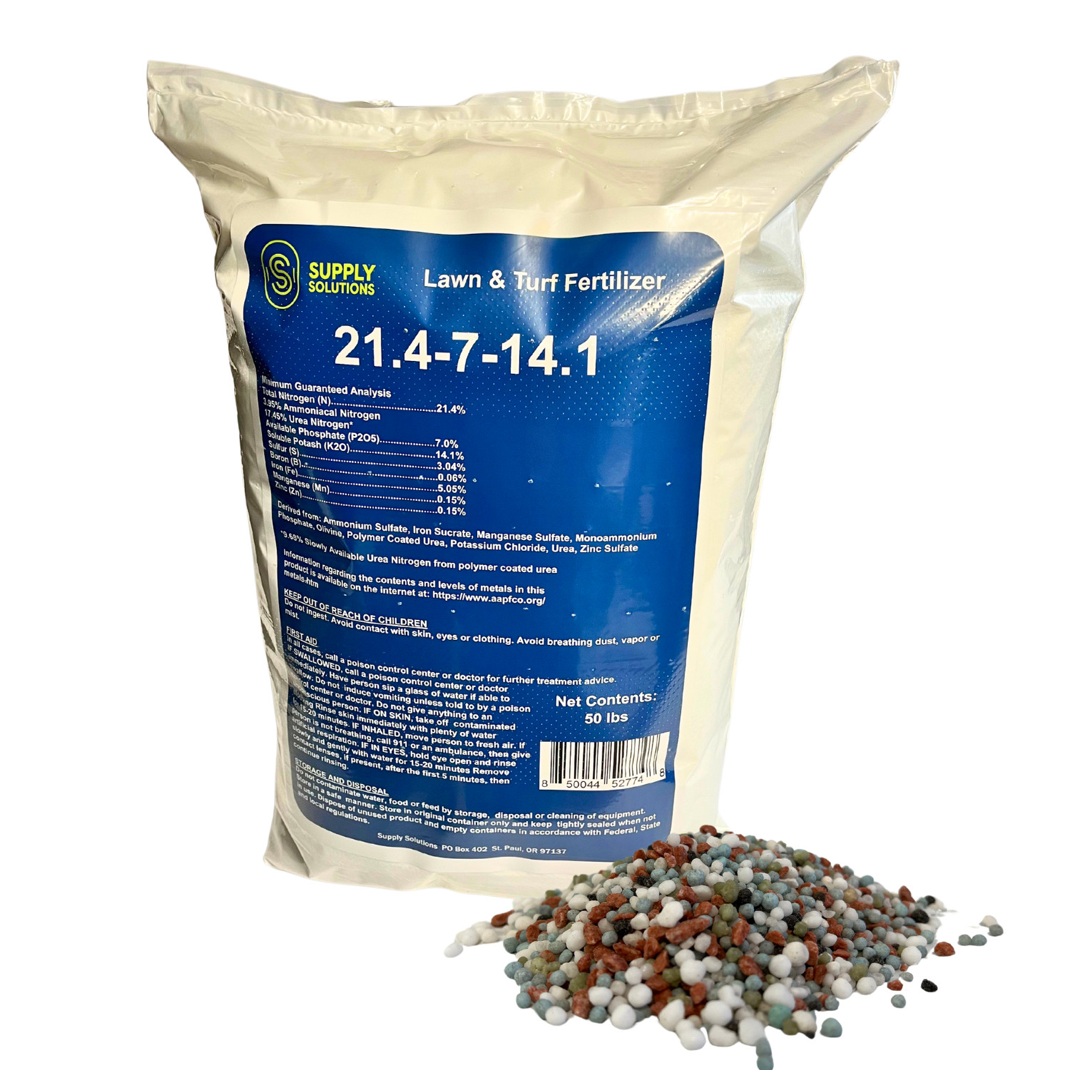 21.4-7-14.1 Lawn and Turf Fertilizer with Iron for All Grass Types – 50 Lbs